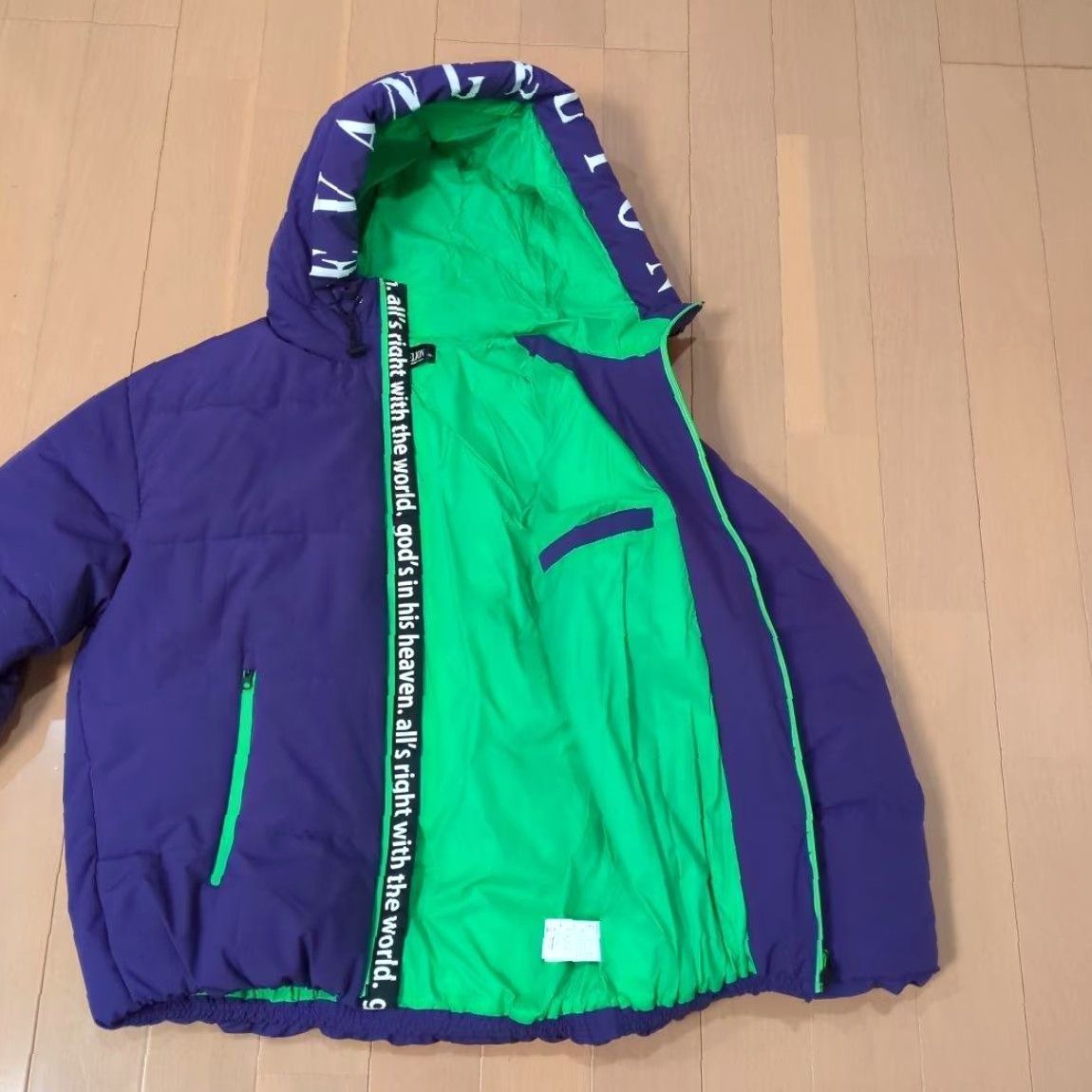 Vintage Evangelion Men Jacket Windbreaker Hooded L Purple XL Casual Anime EVA Unit 01 Shinji Ikari Discontinued Womens Mens? Size US XL / EU 56 / 4 - 2 Thumbnail