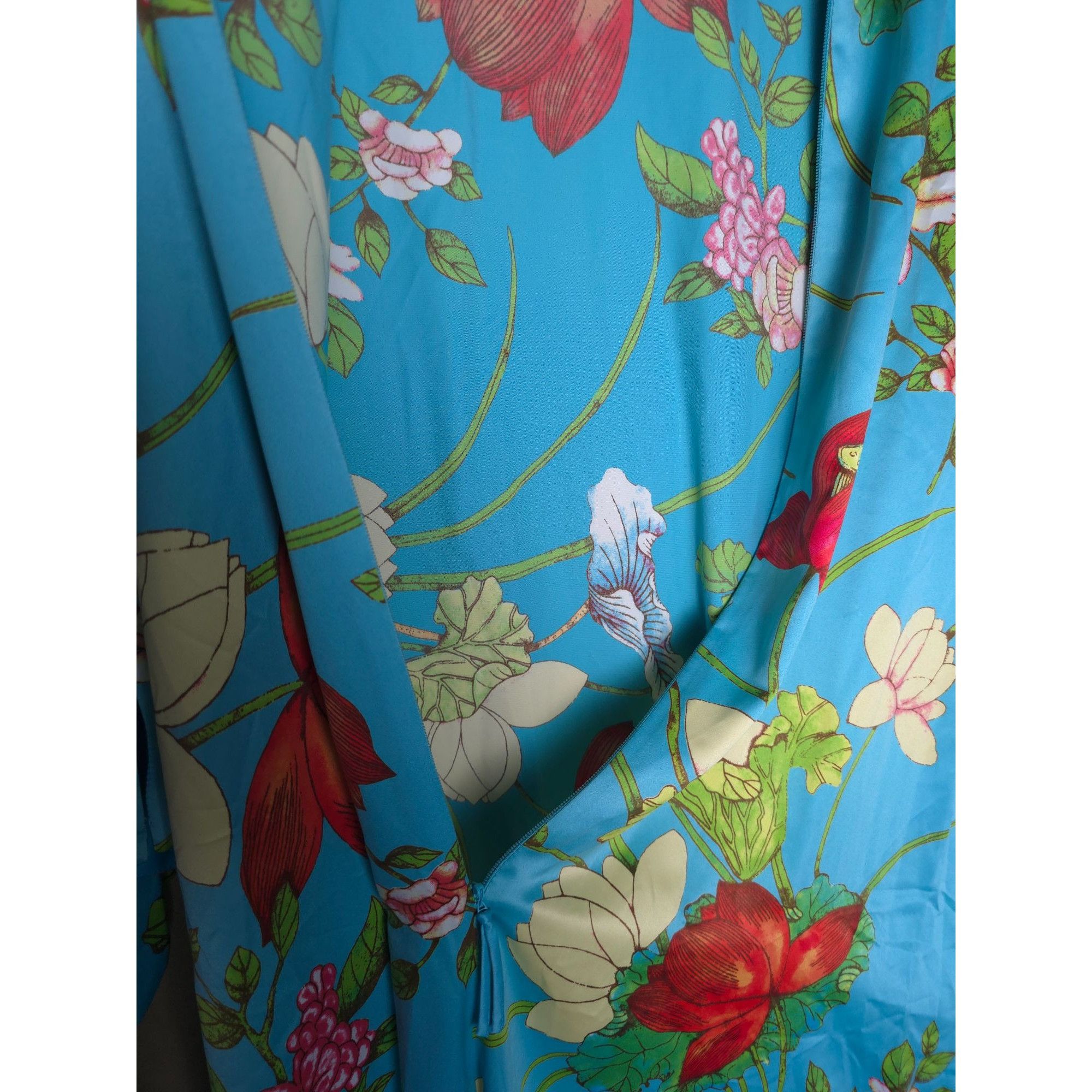 Japanese Brand Natori Kimono Style Blue Floral 1/2 Zip Dress Size Size M / US 6-8 / IT 42-44 - 6 Thumbnail