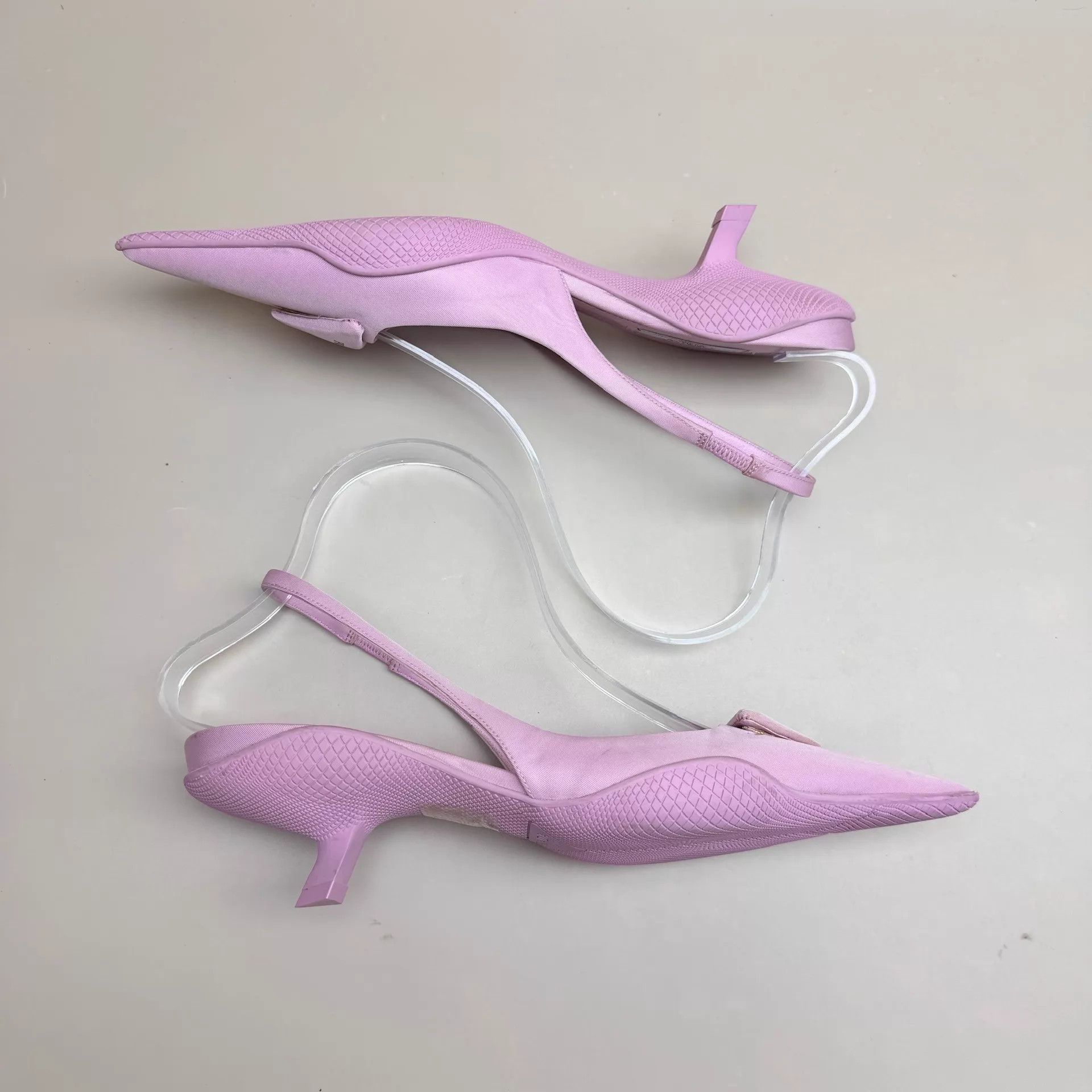 Prada Prada Women's Pink Triangle Logo Kitten Heel 37 EU Mint Size US 6.5 / IT 36.5 - 4 Thumbnail