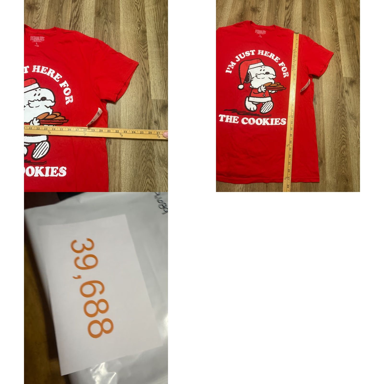 Peanuts Peanuts Shirt Mens Large Red I'm Just here for the Cookies Snoopy T-Shirt Size US L / EU 52-54 / 3 - 8 Thumbnail