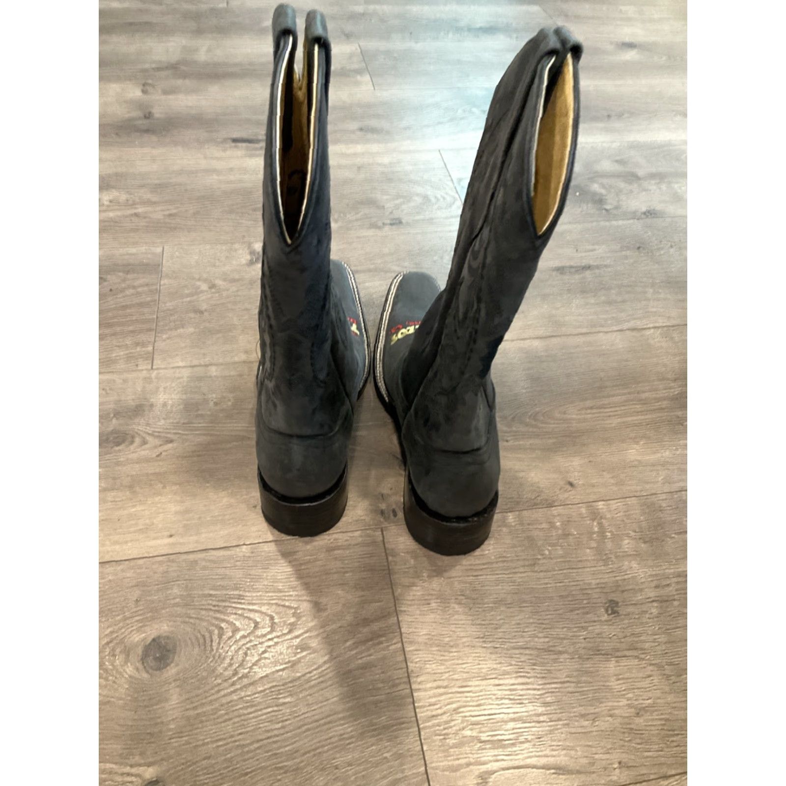 Vintage El Malcreado Boots Western Cowboy Embroidered Leather Ostrich Womens Size 4 Blue Mid-Calf Leather Sole Heel Block Vintage No Shoes Size US 4 / IT 34 - 5 Thumbnail