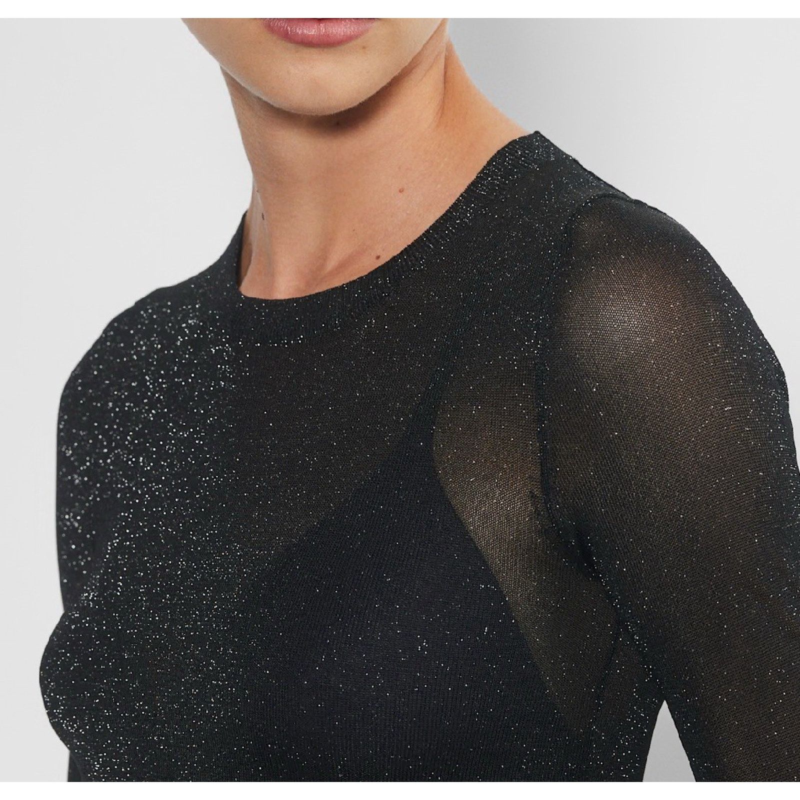 Aritzia Aritzia Wilfred Crew Neck Glitter Mesh Top Size M A001695 Size M / US 6-8 / IT 42-44 - 2 Thumbnail
