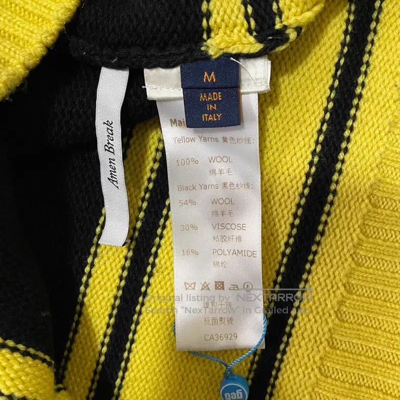 Louis Vuitton Louis Vuitton Black Yellow Logo Knit V Neck Sweater Size US M / EU 48-50 / 2 - 4 Thumbnail