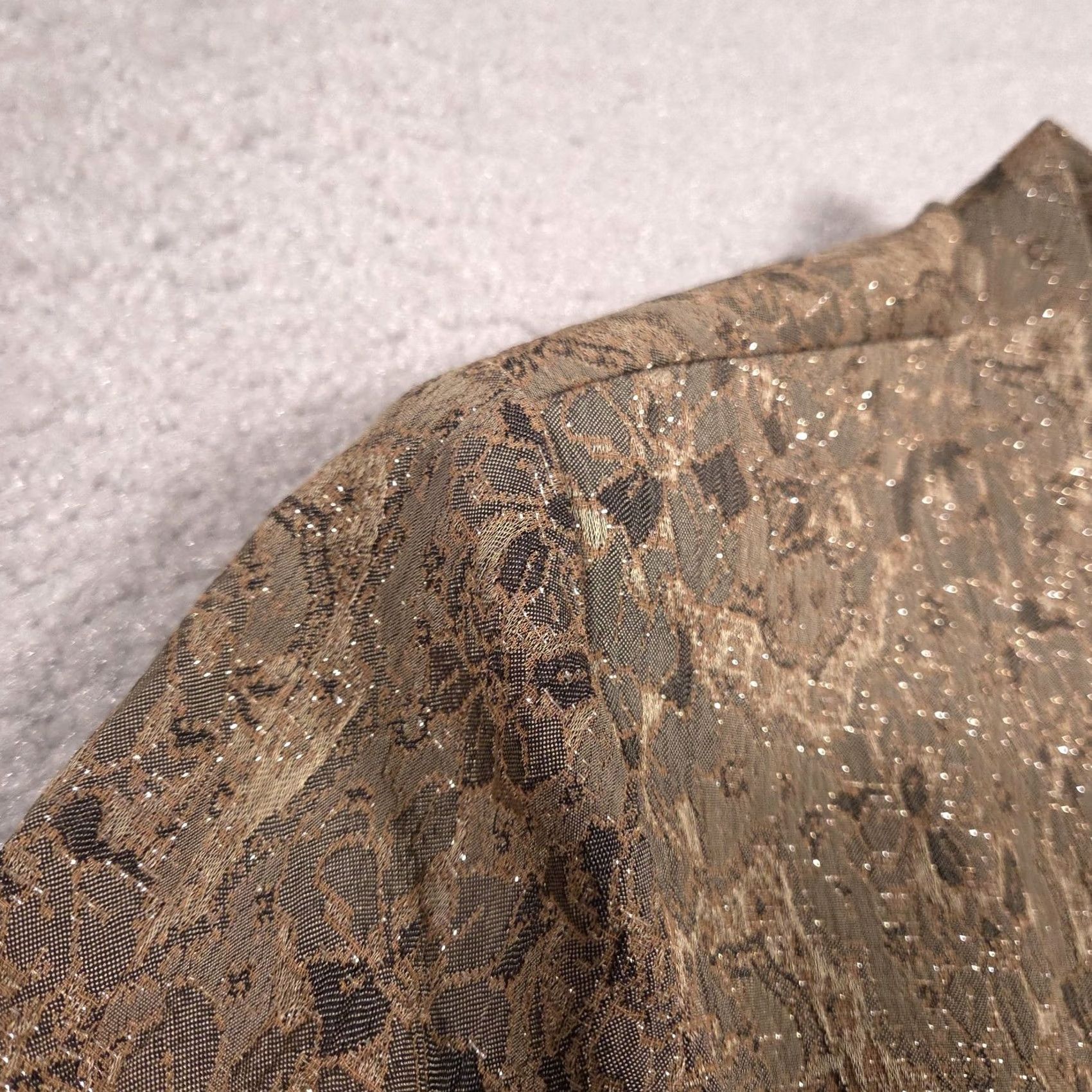 Vintage VINTAGE Perceptions Blazer Womens 14 Brown Metallic Floral Jacquard Evening Jacket Size XL / US 12-14 / IT 48-50 - 7 Thumbnail