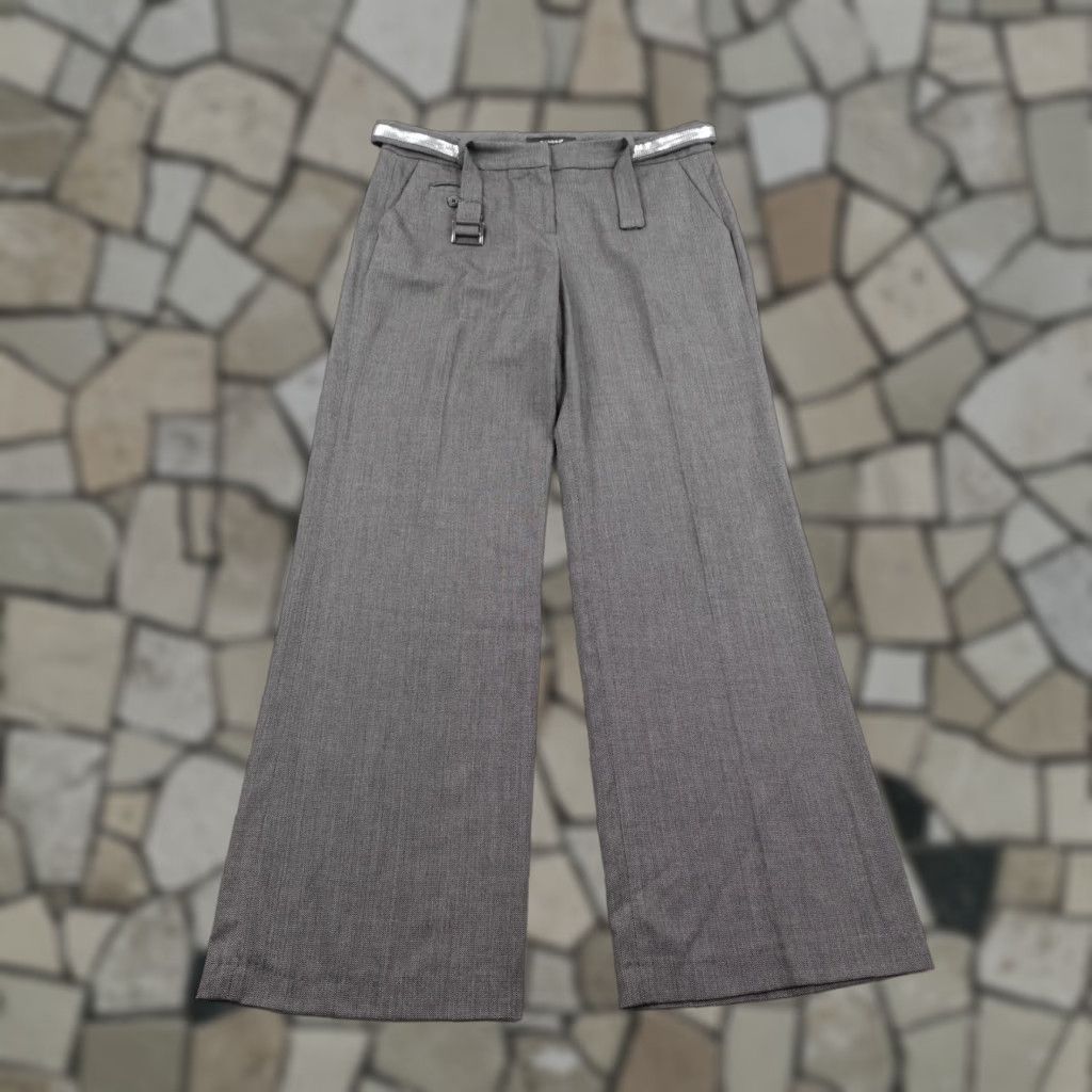 Sandro Sandro Pants Womens 8 Gray Wide Leg Dress Trousers Belt Rhinestone Career Office Size 30" / US 8 / IT 44 - 1 Thumbnail