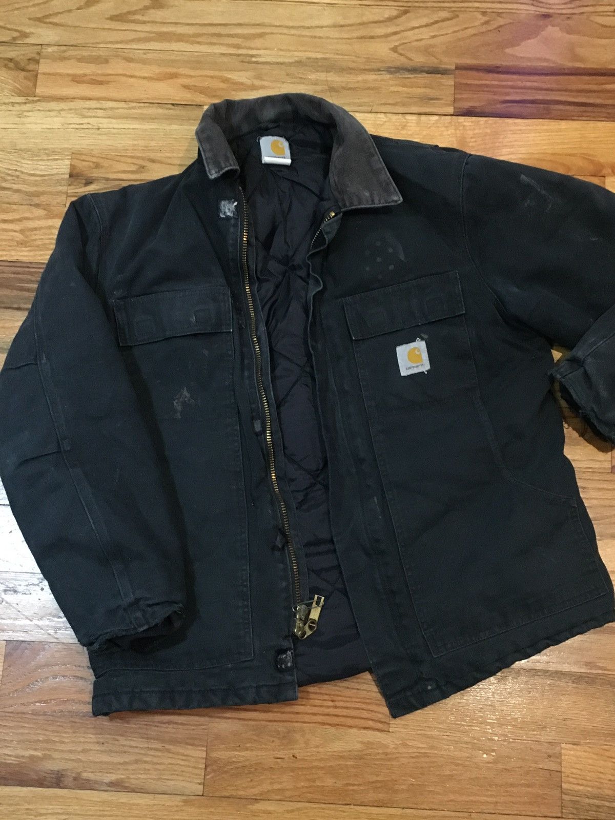 Carhartt × Vintage Black Carhartt Jacket Faded Distressed Y2K Size US L / EU 52-54 / 3 - 1 Thumbnail