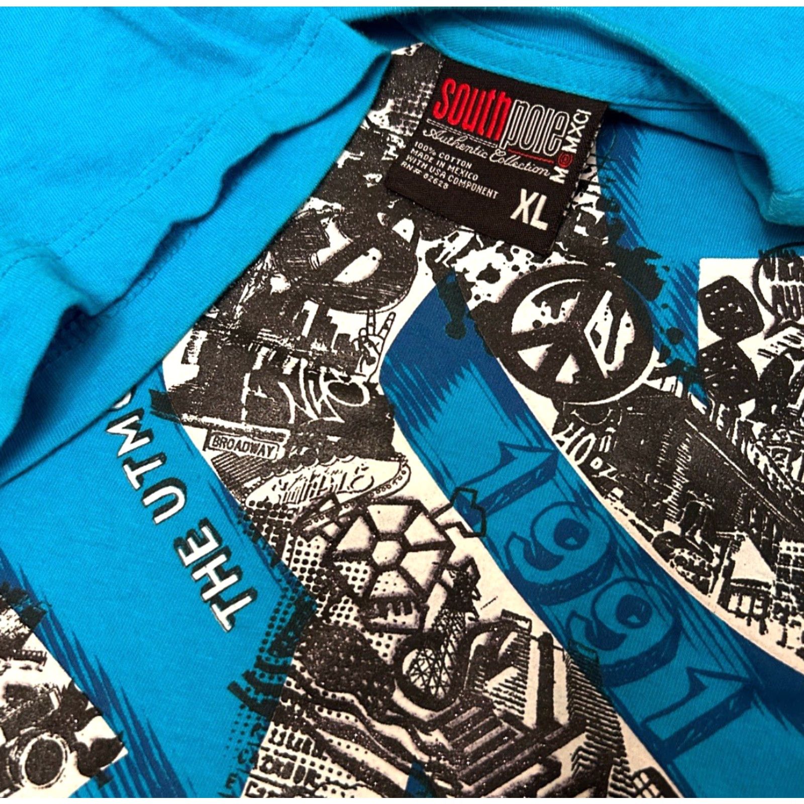 Southpole VINTAGE Southpole T-Shirt Mens XL Blue Graffiti Logo Hip Hop 90s Grunge Y2K Punk Skater Size US XL / EU 56 / 4 - 2 Thumbnail