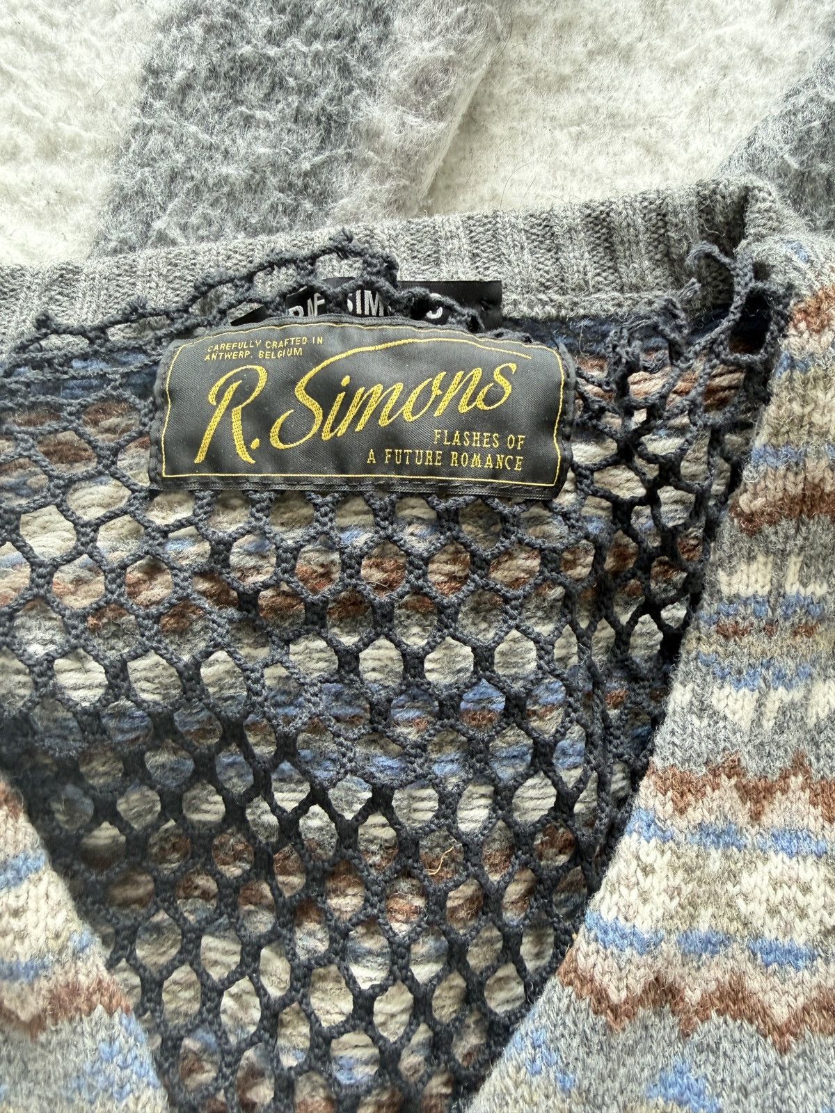 Raf Simons Raf Simons SS22 Mesh Logo Fair Isle Knit Sweater Size US M / EU 48-50 / 2 - 2 Thumbnail