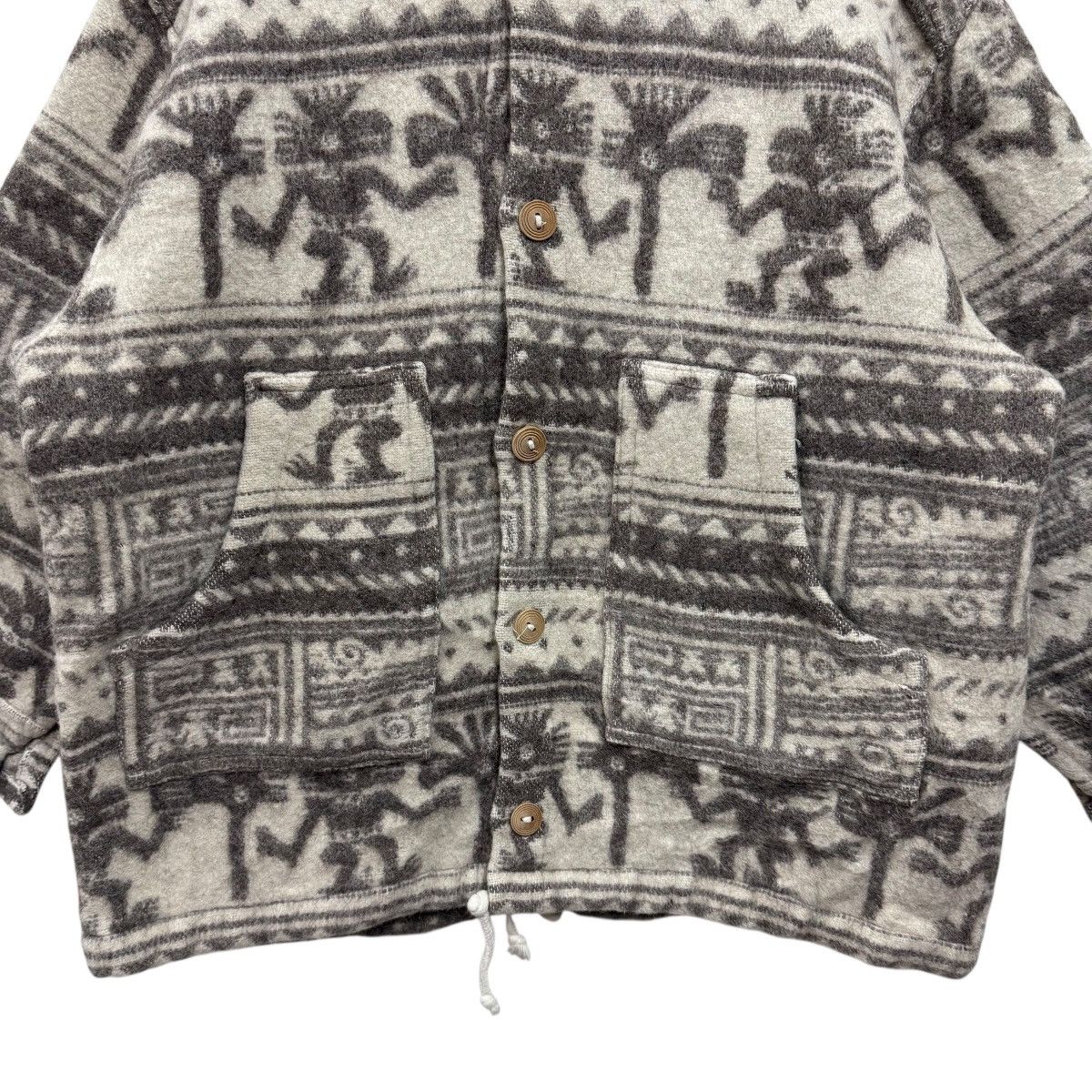 Handmade Vintage Aztec Tribal Wool Hoodie Jacket Size US XL / EU 56 / 4 - 4 Thumbnail