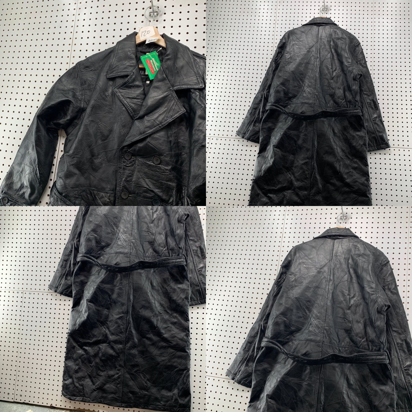 Vintage VINTAGE Patchwork Leather Trench Overcoat Men Large Black Stitched Belted NWT Matrix Size US L / EU 52-54 / 3 - 11 Thumbnail