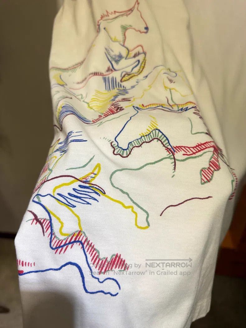 Hermes Hermes White painted war horse short-sleeve T-shirt Size M / US 6-8 / IT 42-44 - 4 Thumbnail