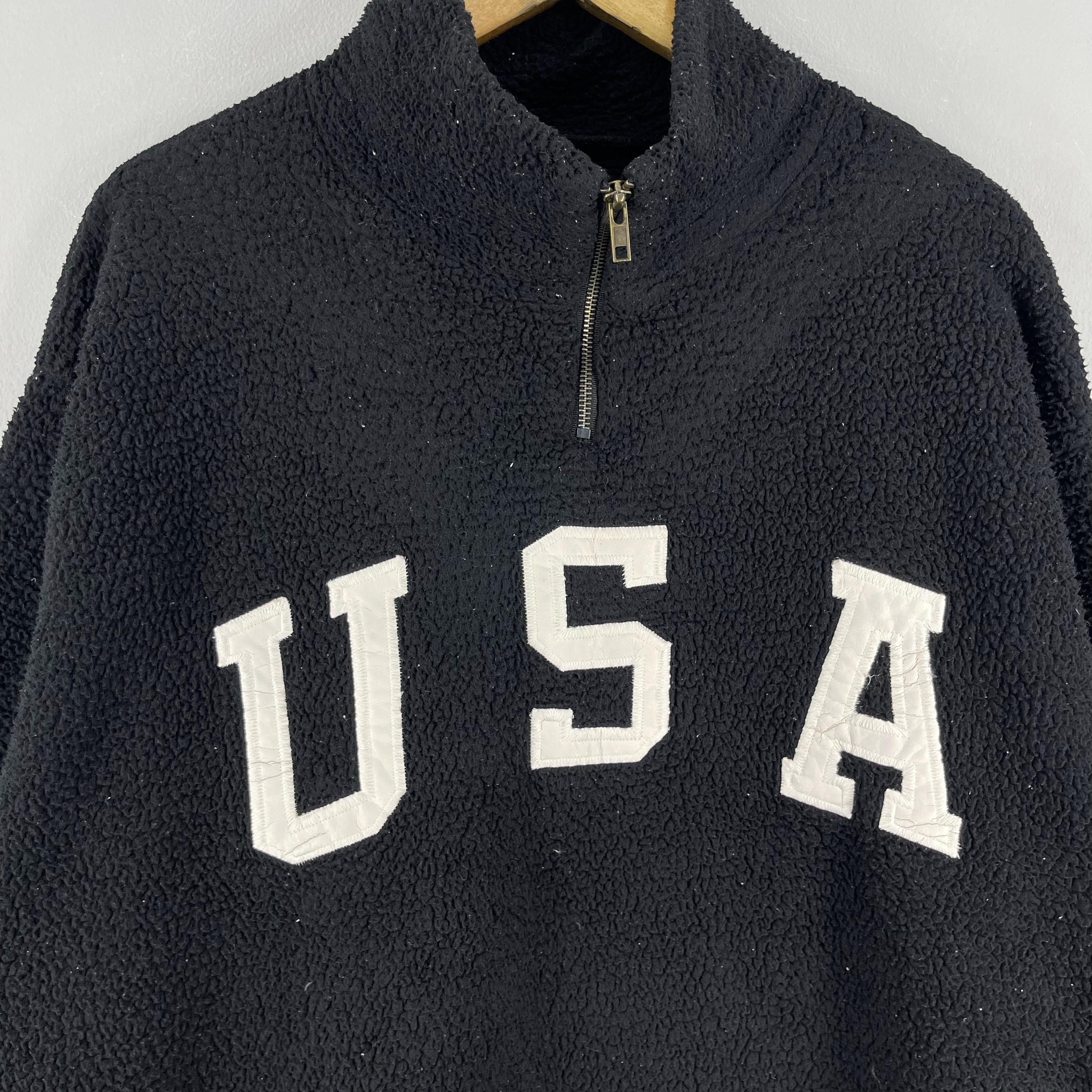 Vintage Vintage 90's USA Spellout Embroidery Sherpa Fleece Jacket Size US L / EU 52-54 / 3 - 2 Thumbnail