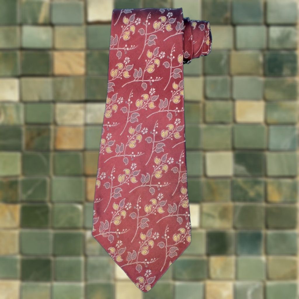 Vintage VTG 1940s Brown Leaf Pattern Embroidered Necktie Towncraft Tie Men Size ONE SIZE - 1 Thumbnail