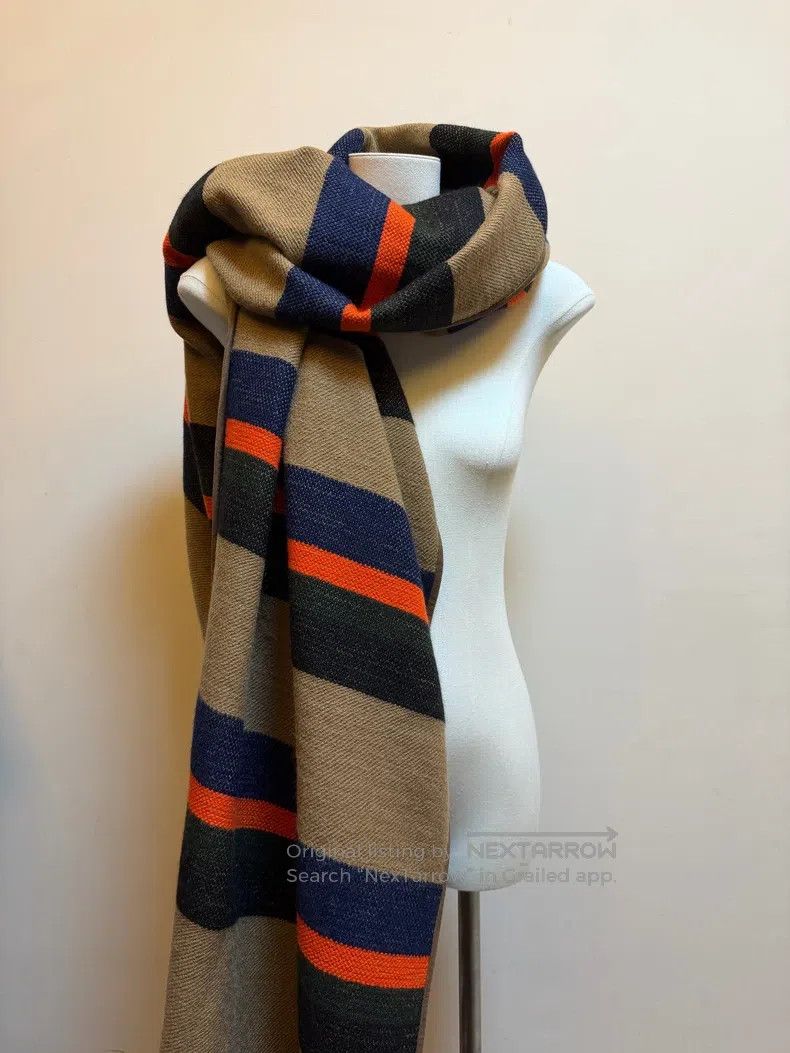 Hermes Hermes Striped Cashmere Multicolor Large Shawl Fringe Scar Size ONE SIZE - 1 Thumbnail
