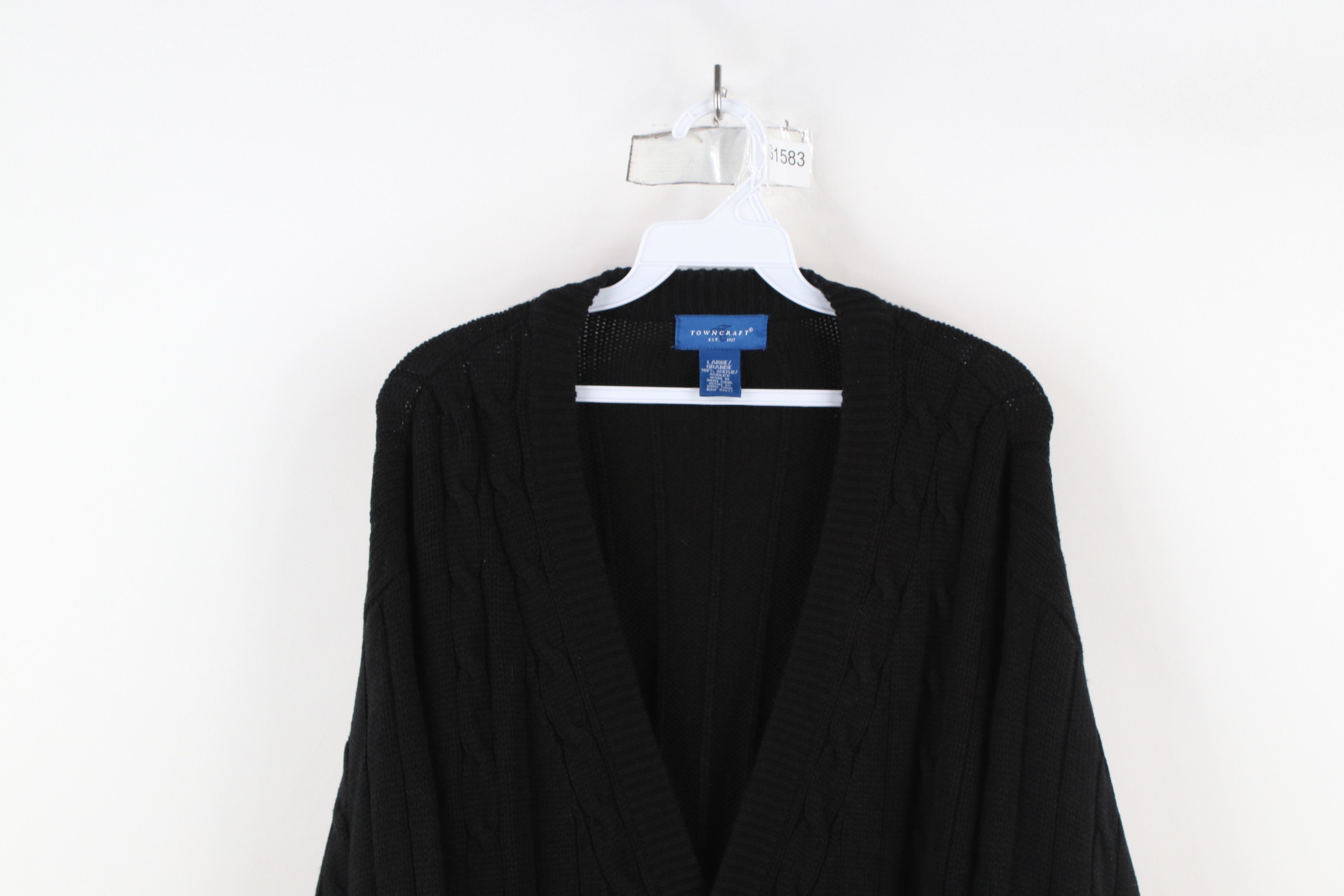 Vintage Vintage 90s Streetwear Cable Ribbed Knit Cardigan Sweater Size US L / EU 52-54 / 3 - 2 Thumbnail