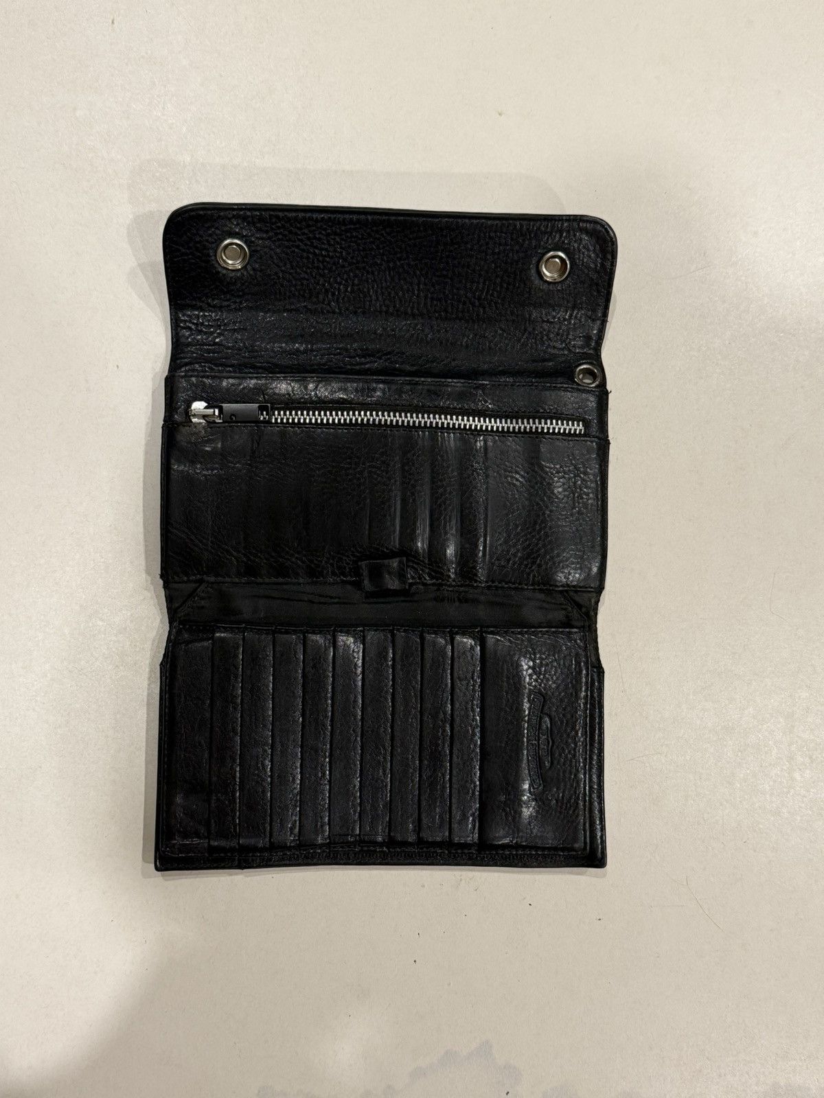 Chrome Hearts Chrome Hearts Black Leather Wave Wallet Silver Cross Balls Size ONE SIZE - 10 Thumbnail