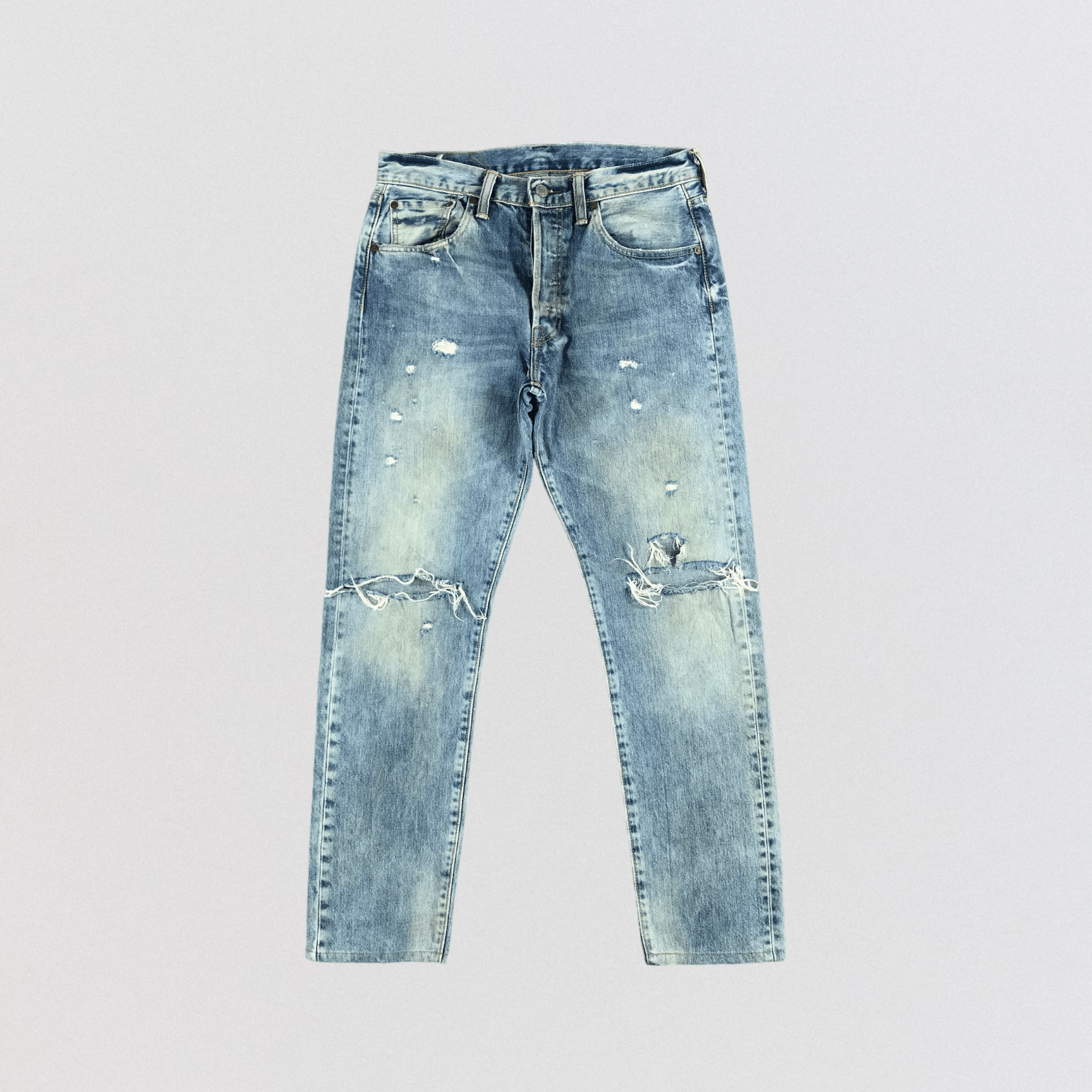 Levi's Vintage Blue Wash Distress Levis 501 Jeans-JM2550 Size US 32 / EU 48 - 1 Thumbnail