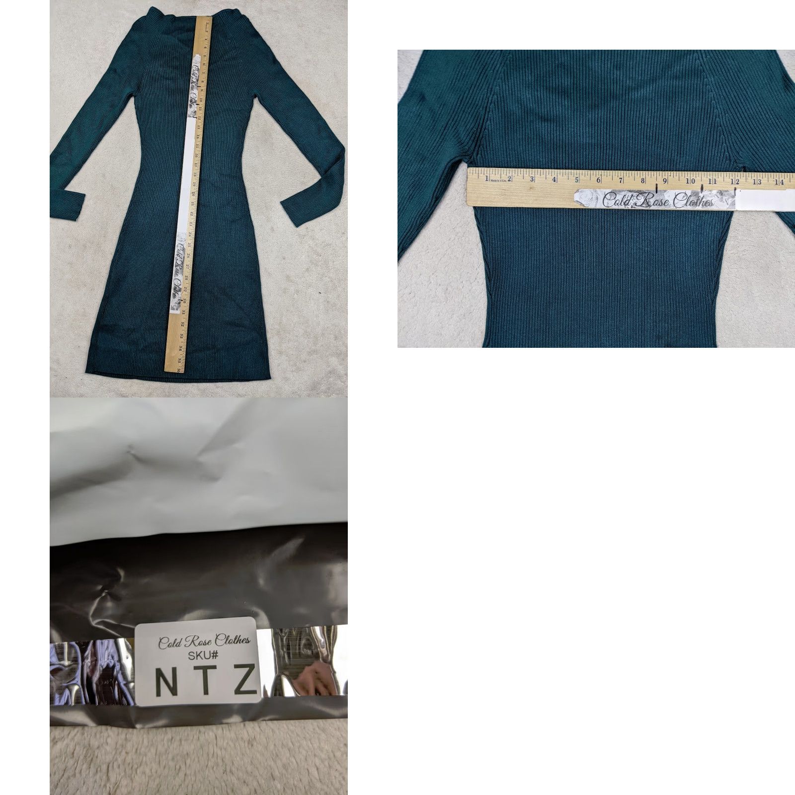 Abercrombie & Fitch Abercrombie & Fitch Women Tall LT Teal Blue Ribbed knit bodycon cutout long sleeve Size L / US 10 / IT 46 - 8 Thumbnail