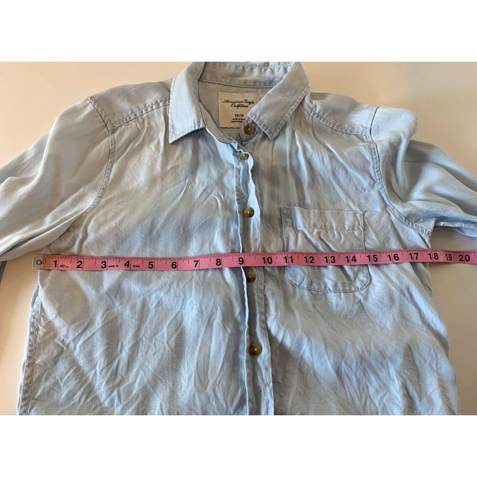 American Eagle Outfitters American Eagle Outfitters Button-Up Top Shirt XS Womens Blue Long Sleeve Size XS / US 0-2 / IT 36-38 - 3 Thumbnail