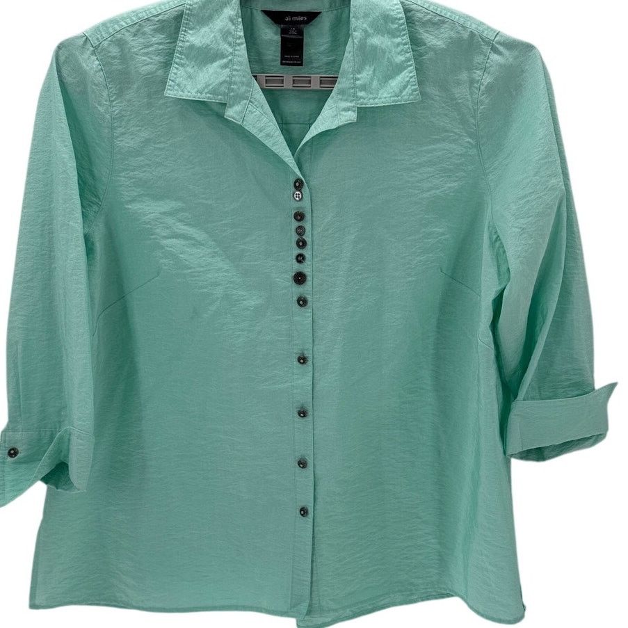 Other Ali Miles sea foam artsy lightweight button-down top size XL Size XL / US 12-14 / IT 48-50 - 6 Thumbnail