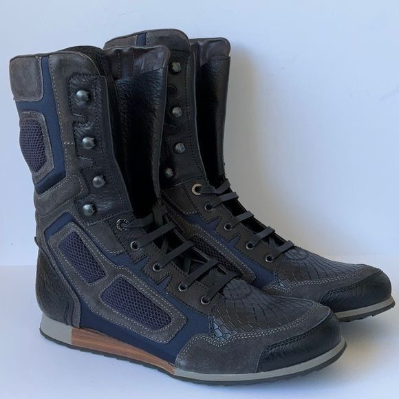 Lanvin Mens LANVIN Python Embossed High Sneakers in Marine Blue siz Size US 11 / EU 44 - 4 Thumbnail