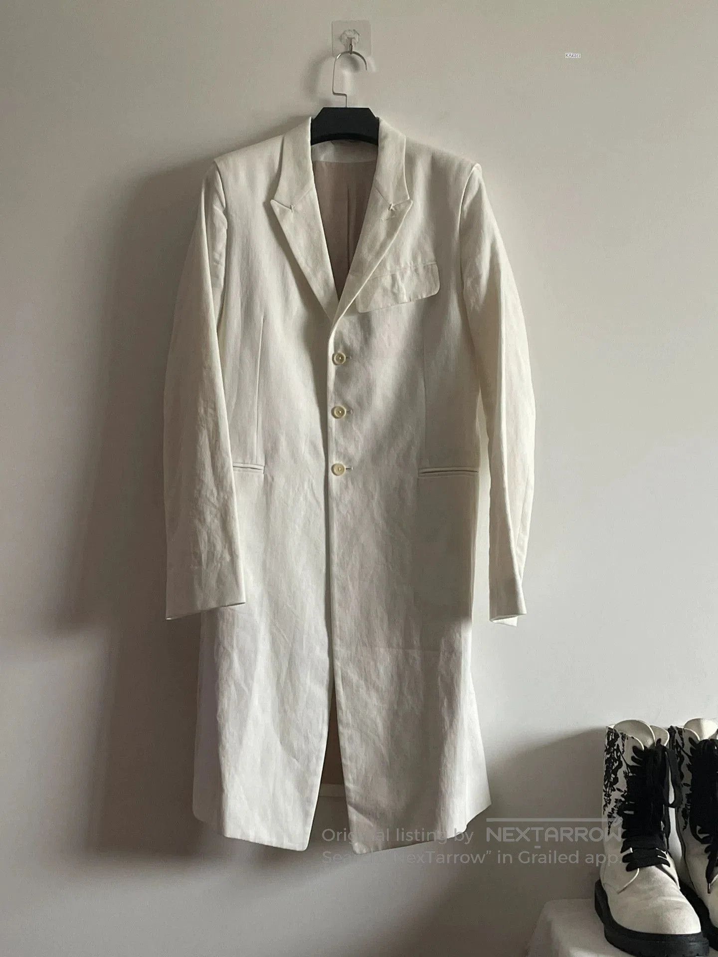 Ann Demeulemeester White Long Tailored Coat. Size US XXS / EU 40 - 3 Thumbnail