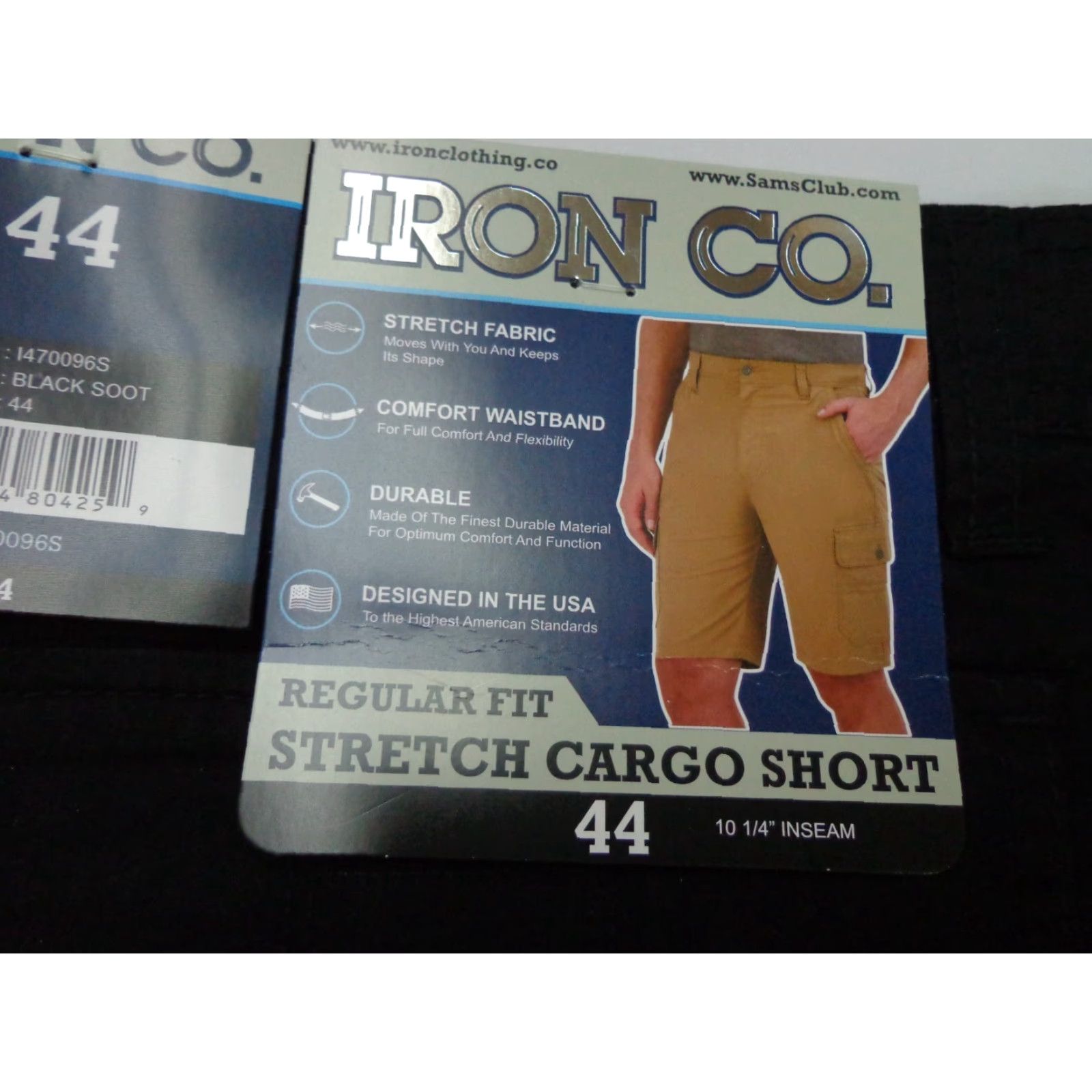 CO Iron Co Cargo Shorts Regular Fit Cotton Blend Black Soot Size 44 Mens Stretch Casual Workwear, Travel, Machine Washable Size US 44 / EU 60 - 4 Thumbnail