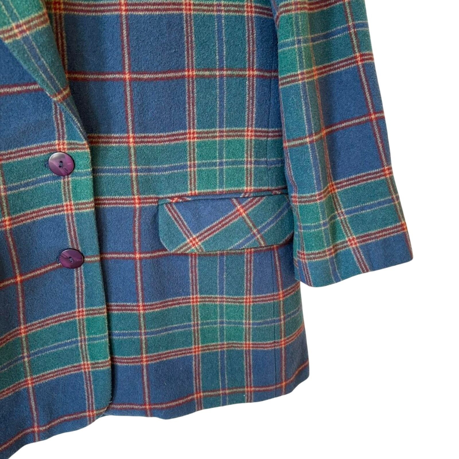 Vintage Vintage Signature Expressions Blue Wool Plaid Blazer 12 Size XL / US 12-14 / IT 48-50 - 5 Thumbnail