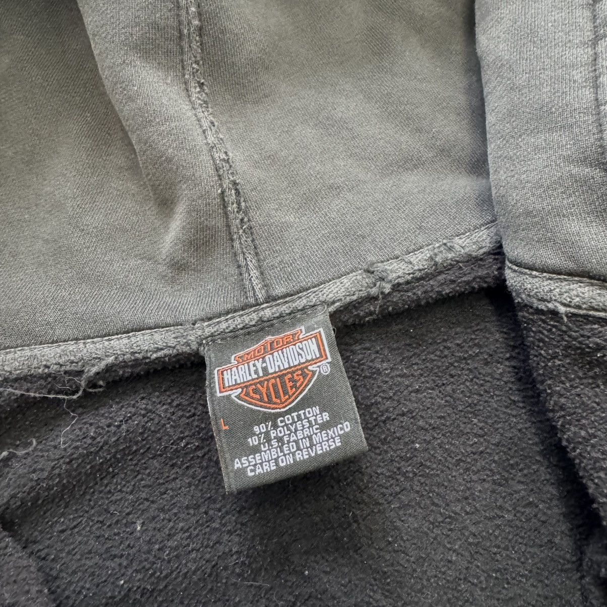 Harley Davidson Vintage Faded Harley Davidson Black Flame Sleeve Zip Hoodie Size US L / EU 52-54 / 3 - 13 Thumbnail