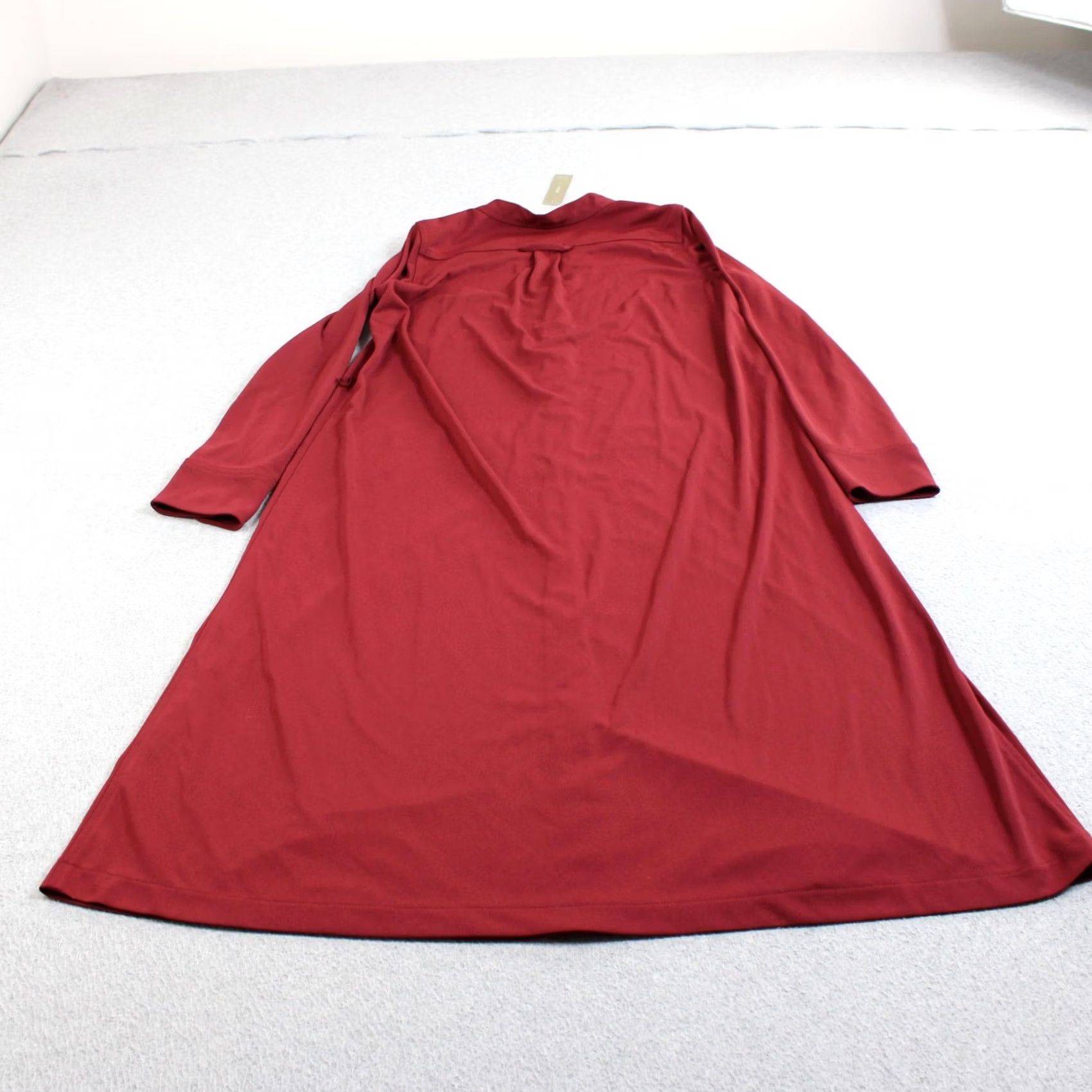J.Crew J Crew Shirt Dress Women XS Red V Neck 3/4 Sleeve Pockets Office Lightweight Size XS / US 0-2 / IT 36-38 - 2 Thumbnail