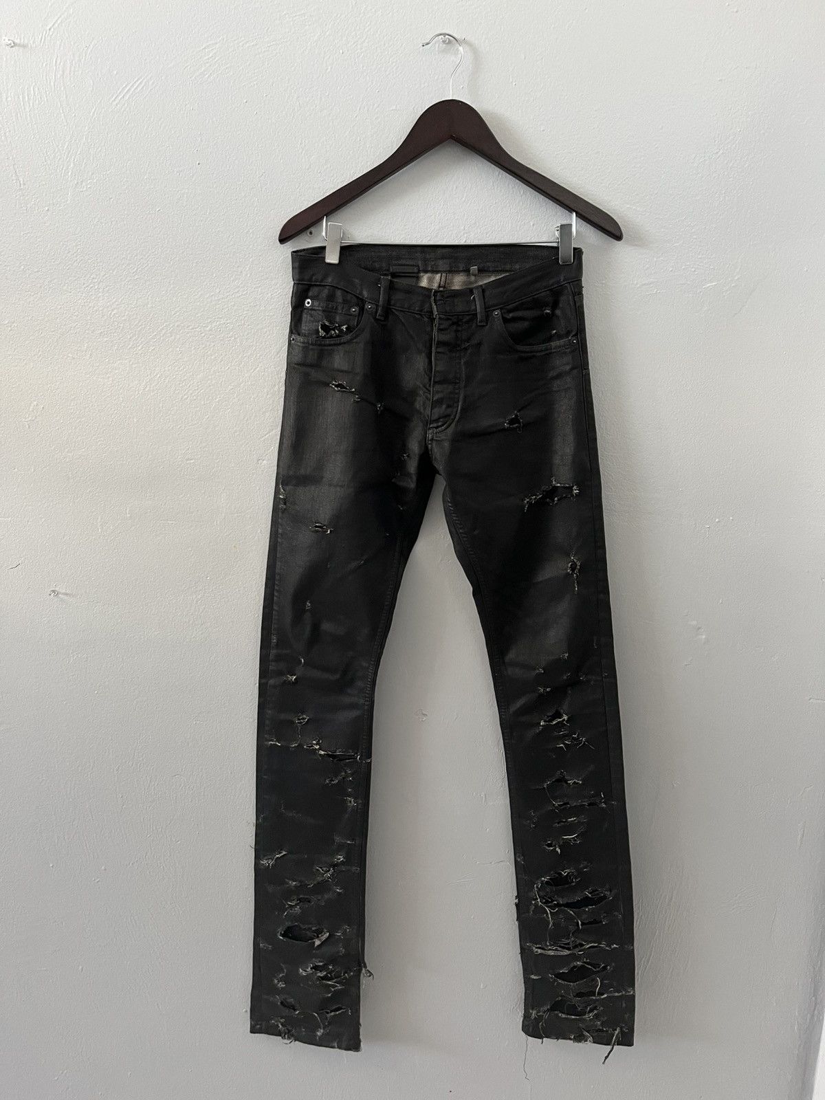パンツ Diro homme destroyed coated denim [Hedi] Dior Homme SS04 Strip Waxed Destroyed Denim - Ākaibu Store