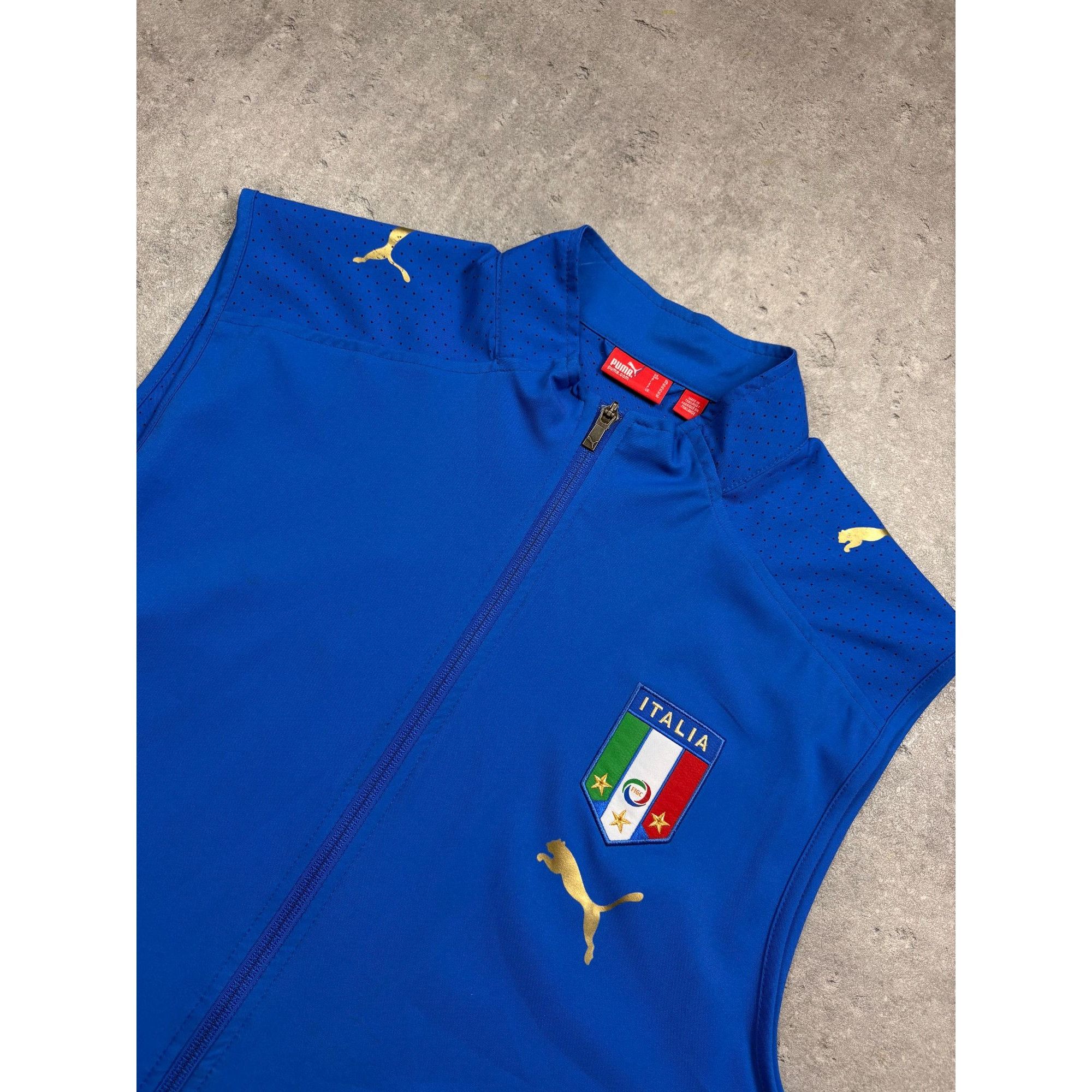 Puma Puma Italia Mens Blue Full-Zip Sleeveless Vest With Gold Acc Size US XL / EU 56 / 4 - 4 Thumbnail
