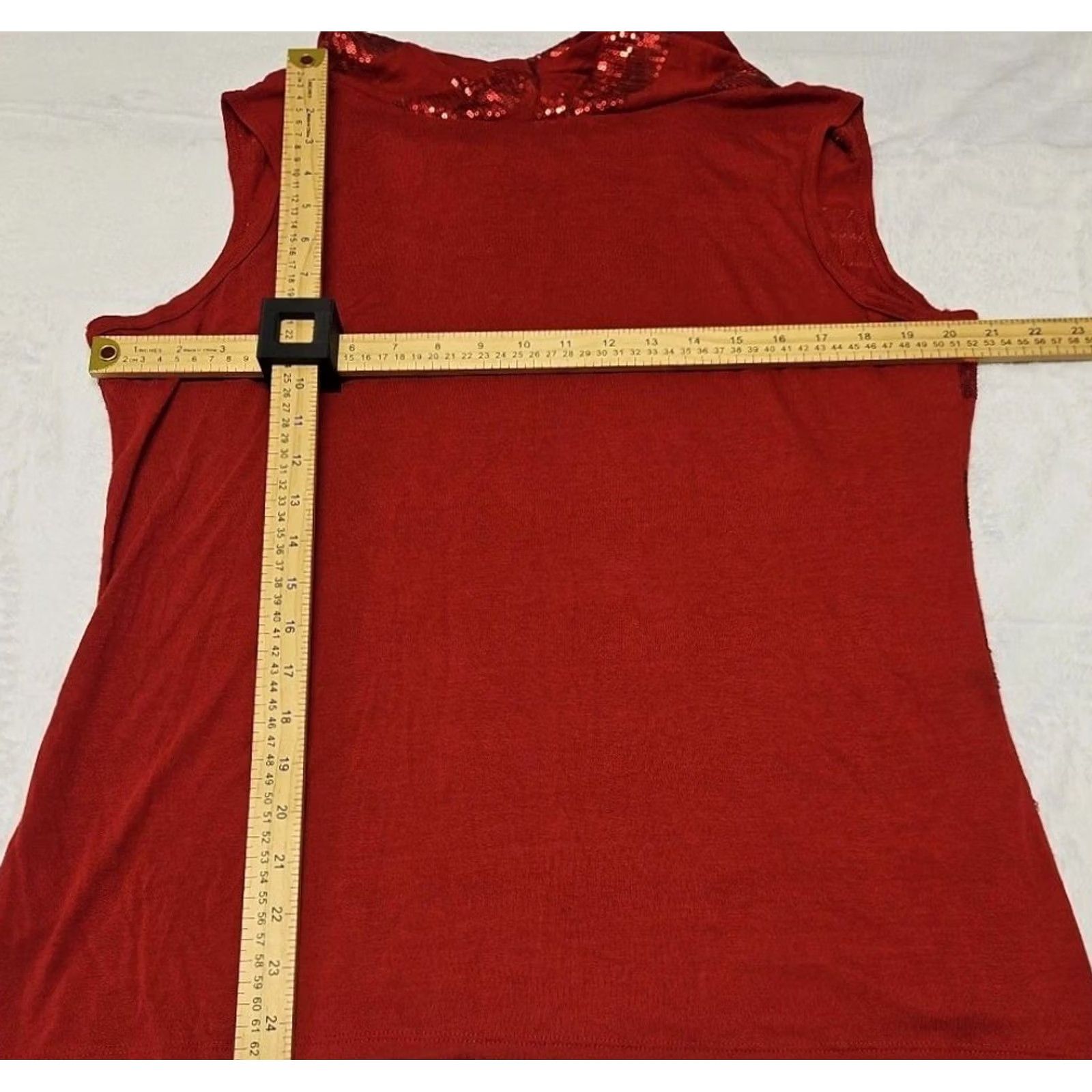 Vintage Roz & Ali Women’s 1X Red Sequin Cowl Neck Sleeveless Blouse Party Top XL Red Sequin Cowl Neck Sleeveless Blouse Party Women Size XL / US 12-14 / IT 48-50 - 7 Thumbnail