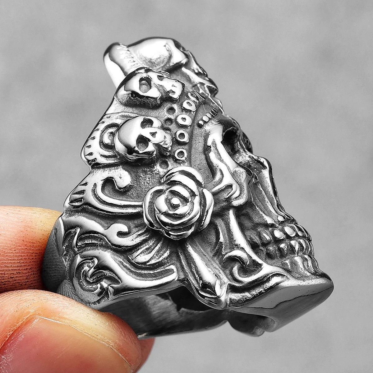 Vintage Ghost Skull Men Ring Size ONE SIZE - 2 Thumbnail