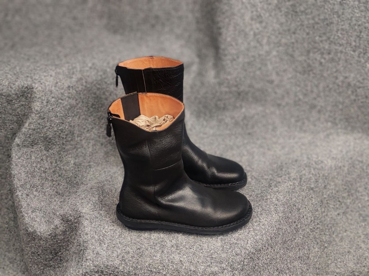 Trippen Trippen Design Black Leather Zip Mid Boots Avant garde Shoes Size US 6 / IT 36 - 2 Thumbnail