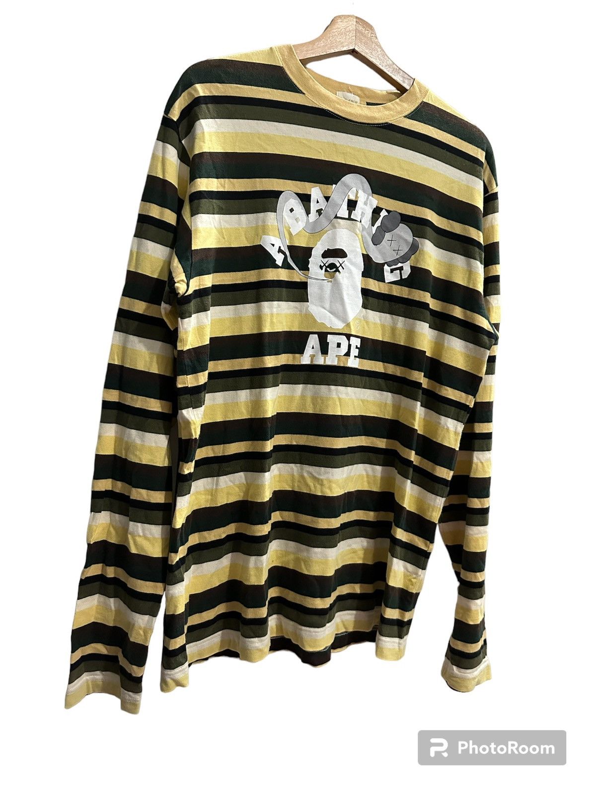 Bape × Kaws Bape x Kaws College Striped Long Sleeve Tee Size US L / EU 52-54 / 3 - 5 Thumbnail