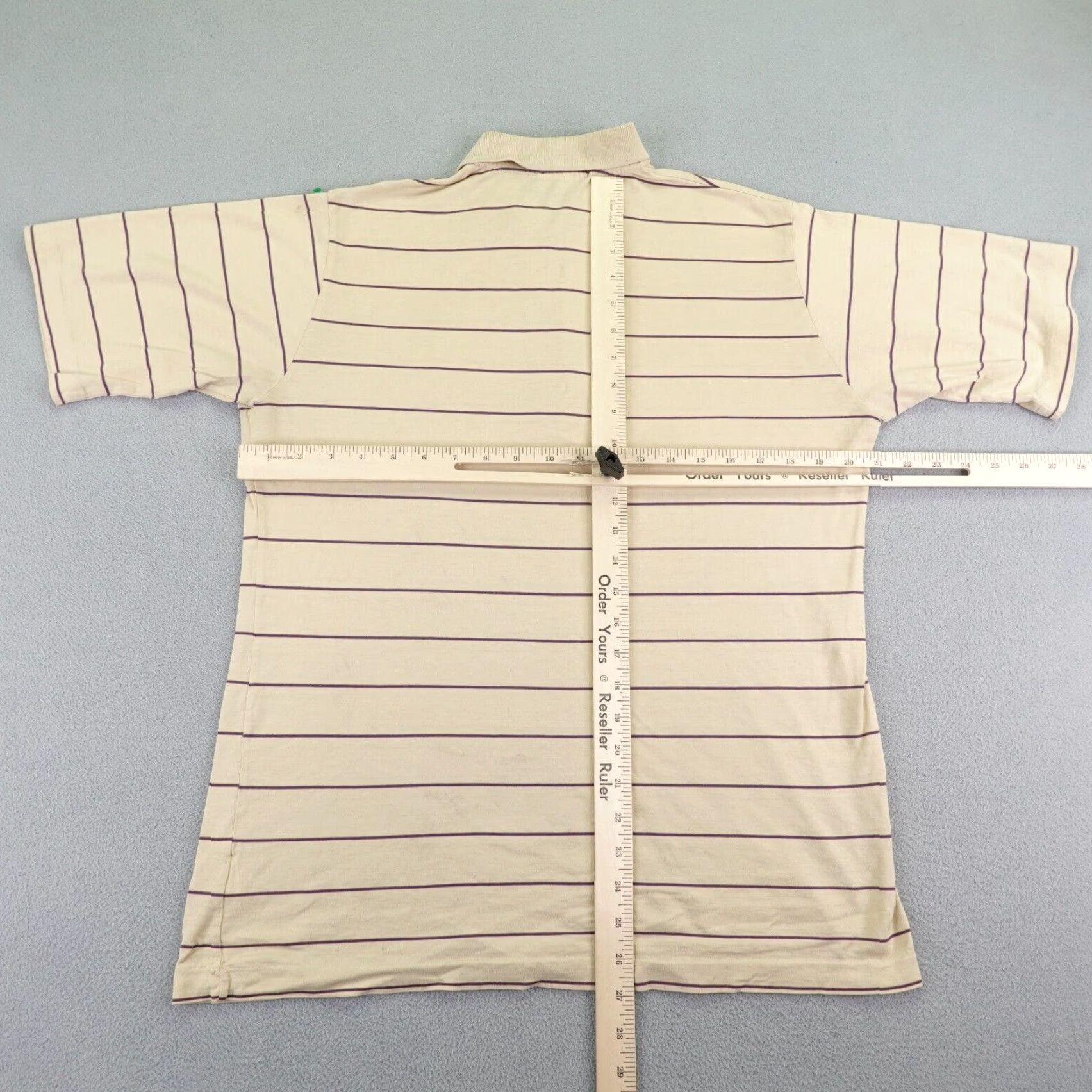 Lacoste VINTAGE Lacoste Polo Shirt Mens Large Beige Striped 70s Crocodile Logo Preppy Size US L / EU 52-54 / 3 - 6 Thumbnail