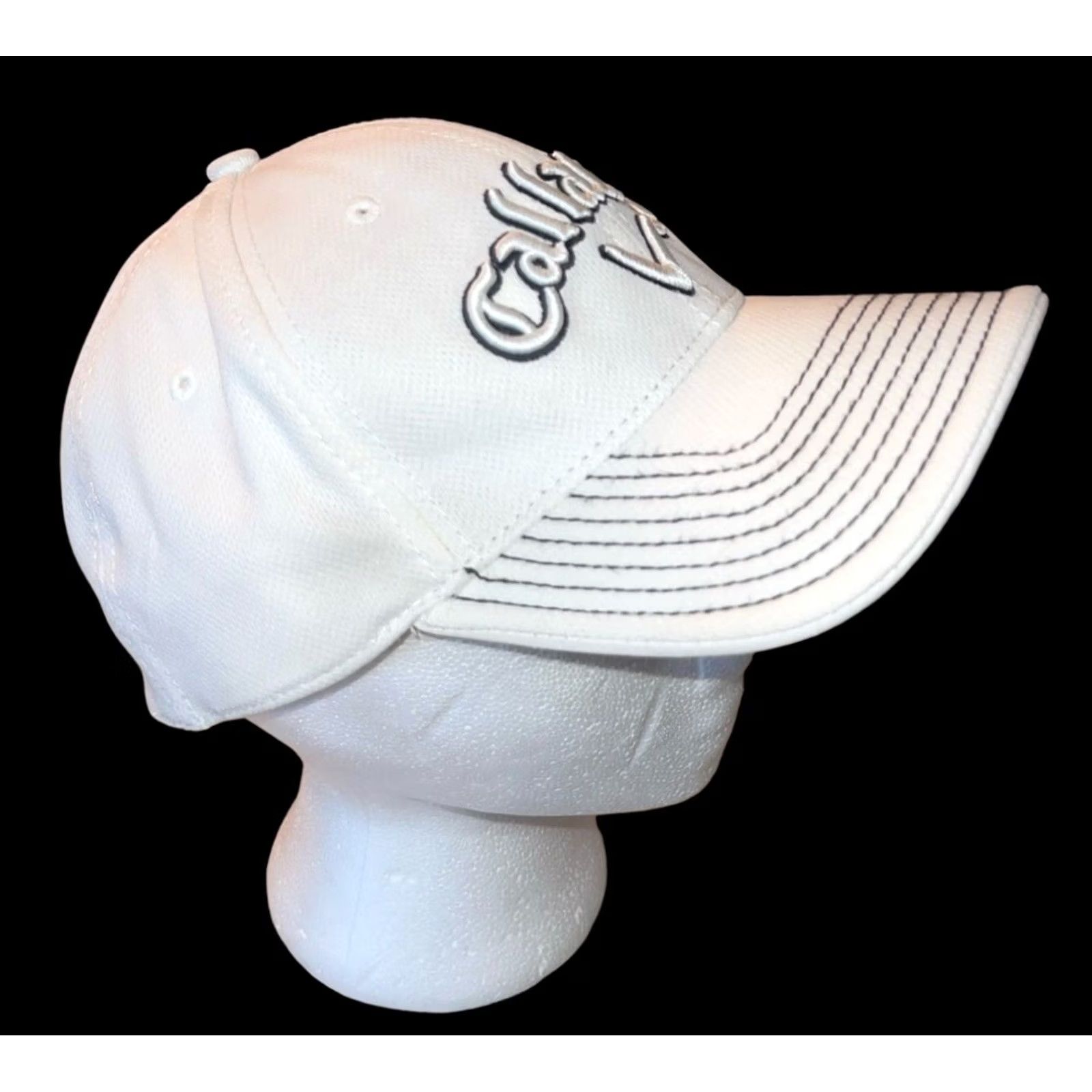 New Era VINTAGE Callaway New Era Medium-Large Hat Cap Golf White Embroidered Stained Headband Mens Size ONE SIZE - 4 Thumbnail