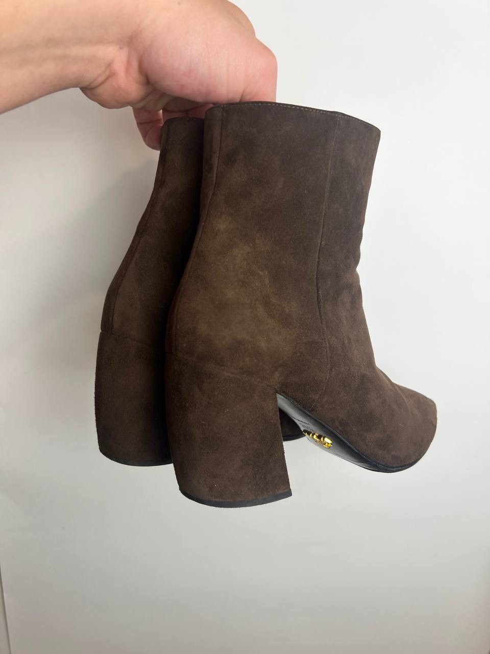Prada PRADA Brown suede heeled ankle boots Size US 8.5 / IT 38.5 - 3 Thumbnail