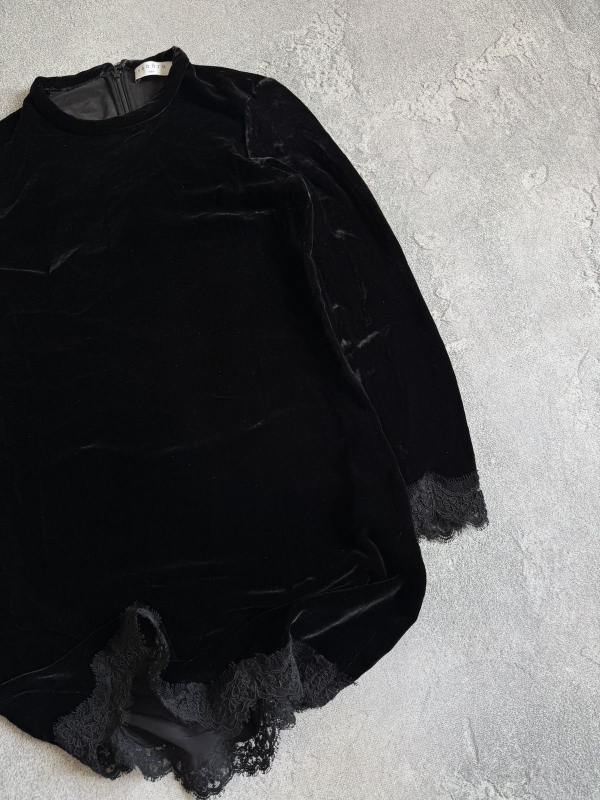 Sandro Sandro 2size velour black lace dress 👗 long sleeve Size XS / US 0-2 / IT 36-38 - 3 Thumbnail