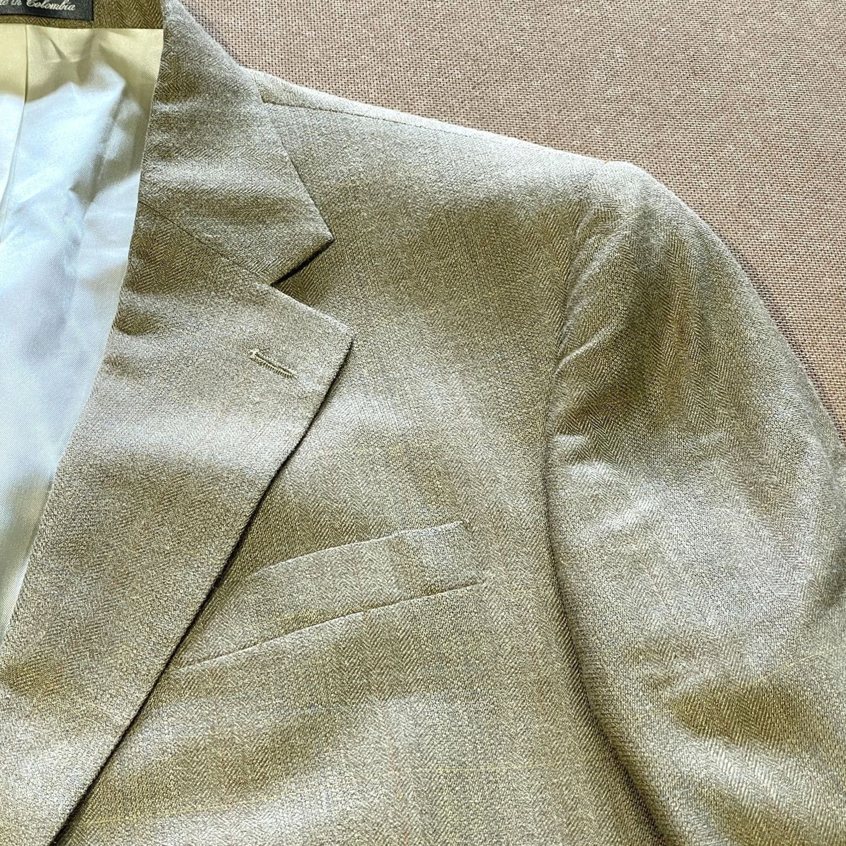 Oscar De La Renta Oscar de la Renta Blazer Mens 44L Tan Silk Wool Jacket Sport Coat Lined Size 44R - 5 Thumbnail