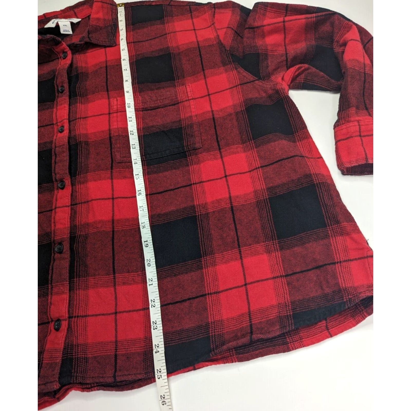 Old Navy VINTAGE Old Navy Plus Cropped Red Buffalo Check Flannel Boyfriend Shirt For Women's 2XL Size XXL / US 16-18 / IT 52-54 - 4 Thumbnail