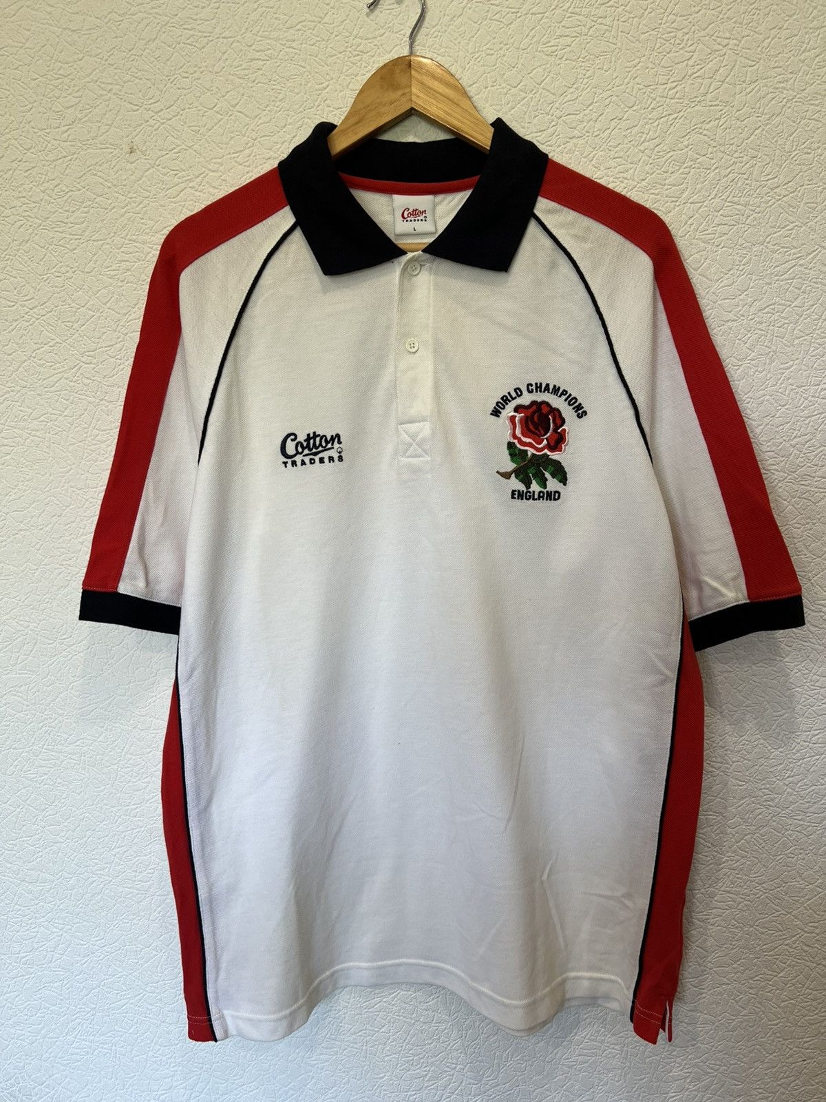 Cotton Traders Vintage 90s Cotton Traders England Rugby Polo Shirt Rare Size US L / EU 52-54 / 3 - 1 Thumbnail