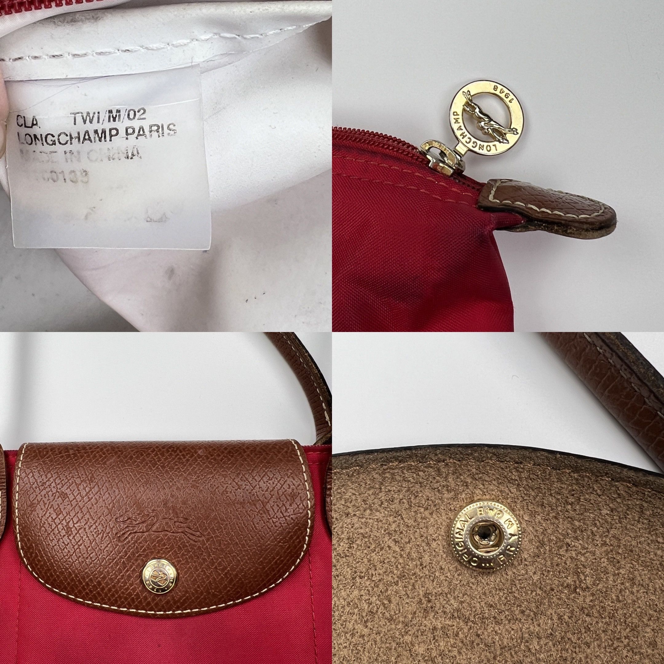 Longchamp × Vintage Vintage Longchamp Le Pliage Shopping Red Nylon Shoulder Bag Size ONE SIZE - 12 Thumbnail