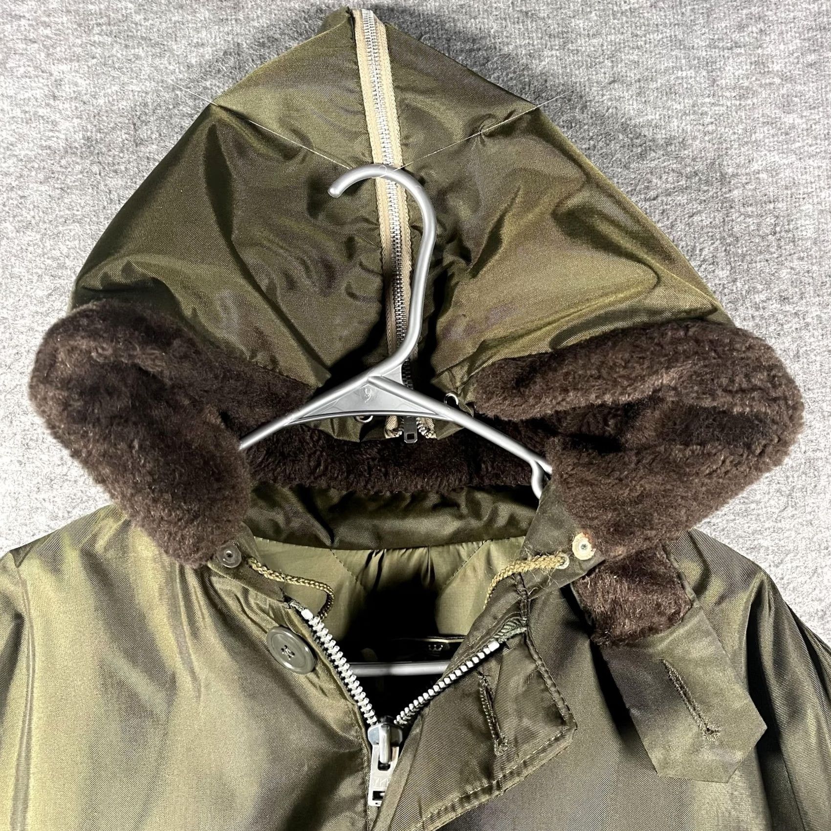 Olive VINTAGE Timber King Jacket Mens Large Olive Green Hooded Quilt Lined Parka YKK Size US L / EU 52-54 / 3 - 3 Thumbnail