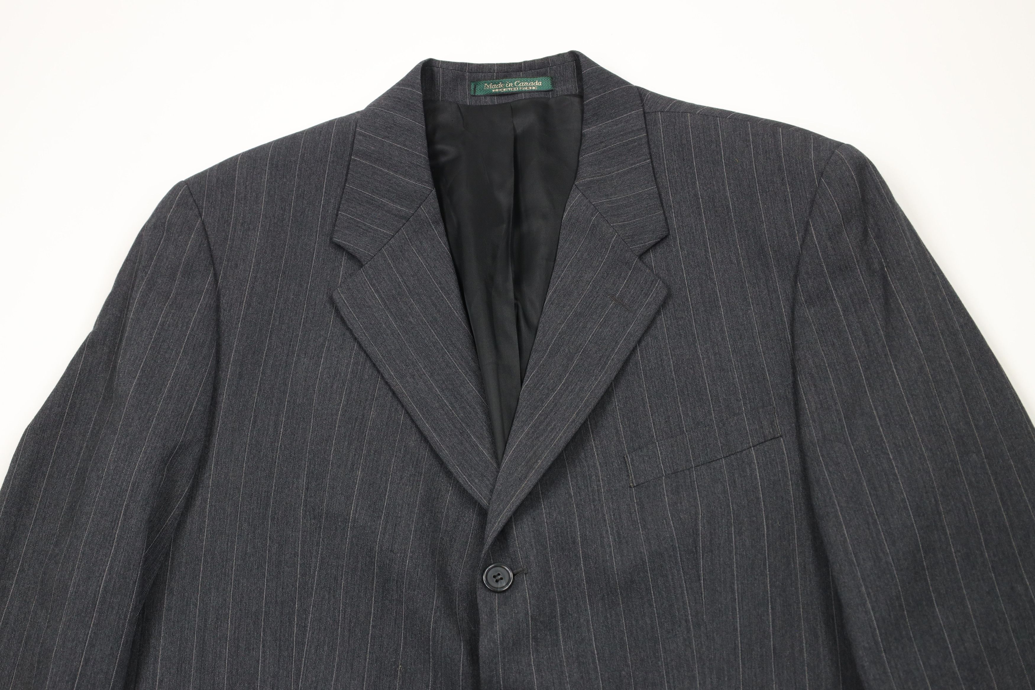 Vintage Vintage 90s Streetwear 2 Piece Striped Wool Suit Wedding Size 44R - 3 Thumbnail
