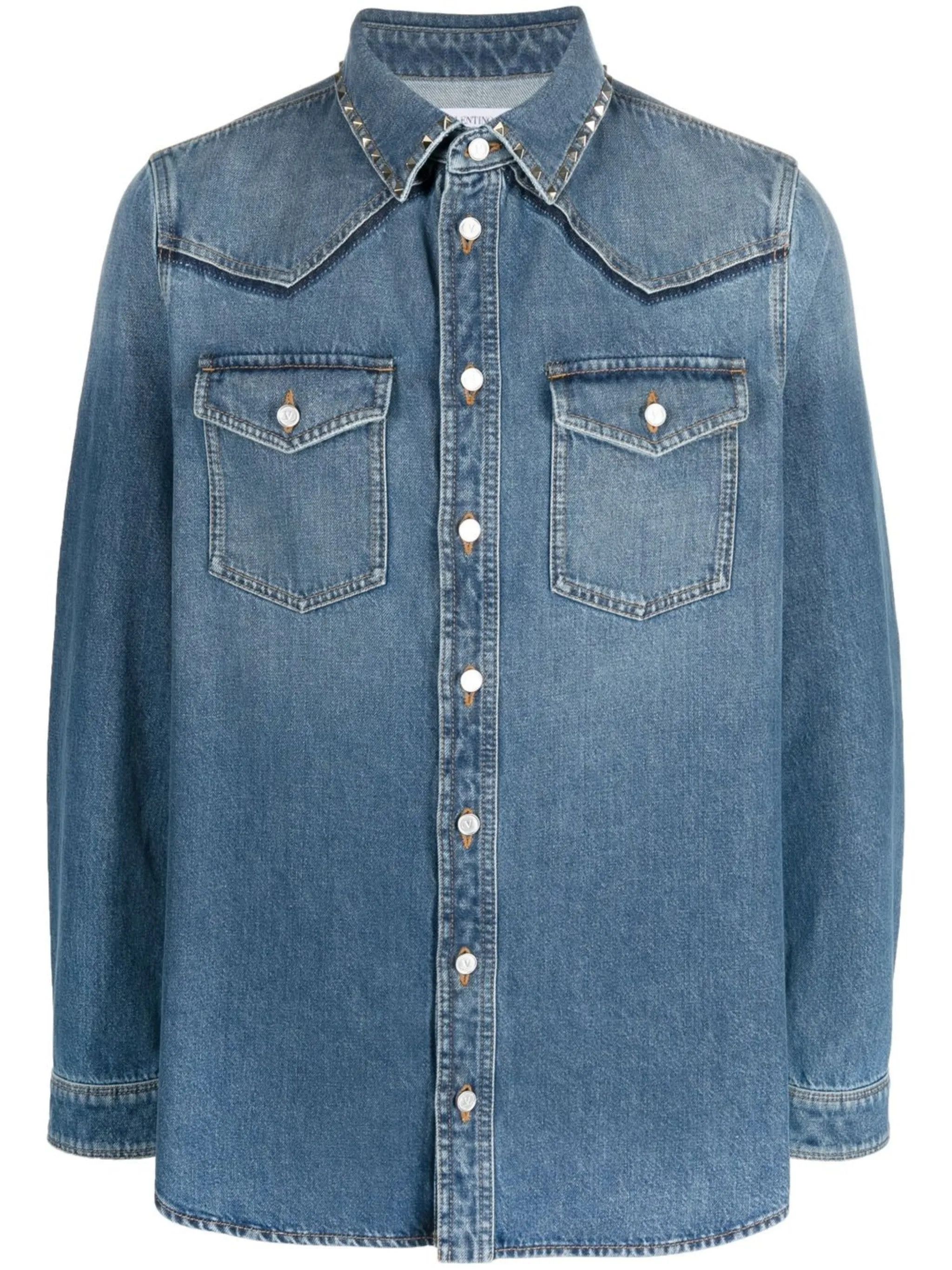 Valentino o1y0525 Denim Shirt in Blue Size US S / EU 44-46 / 1 - 1 Thumbnail
