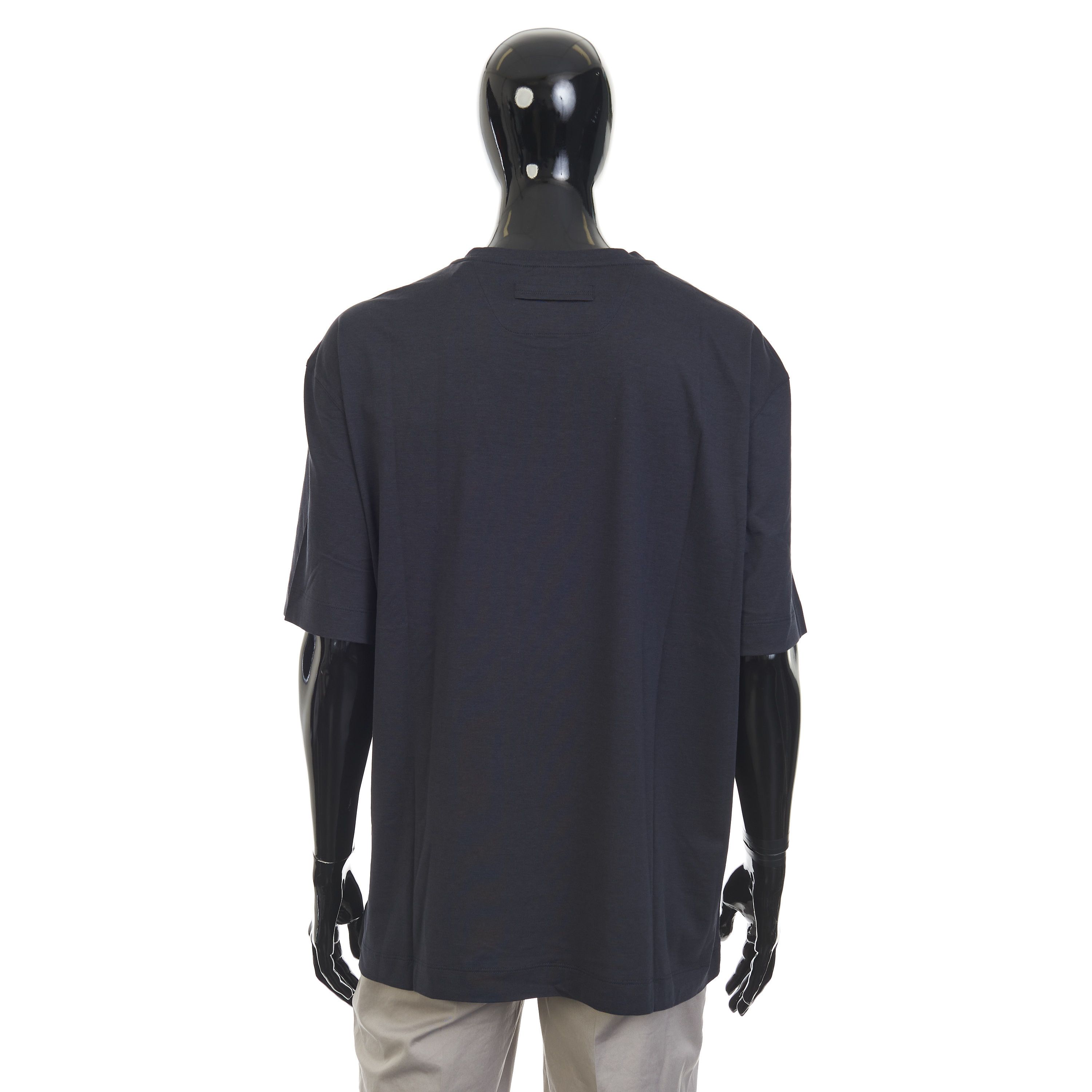 Ermenegildo Zegna Navy Blue Silk & Cotton Crewneck Tshirt 3XL Size US XXL / EU 58 / 5 - 5 Thumbnail