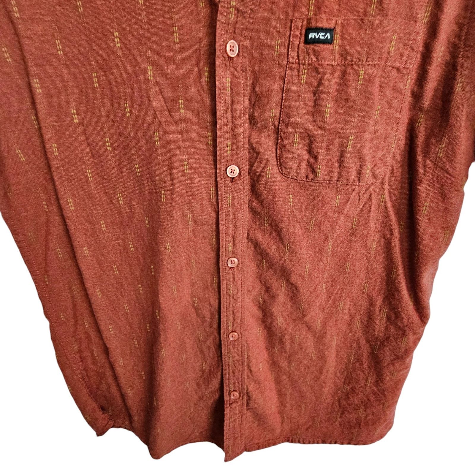 RVCA RVCA Mens Red Button Slim Fit Shirt Size L Skater Casual Size US L / EU 52-54 / 3 - 3 Thumbnail