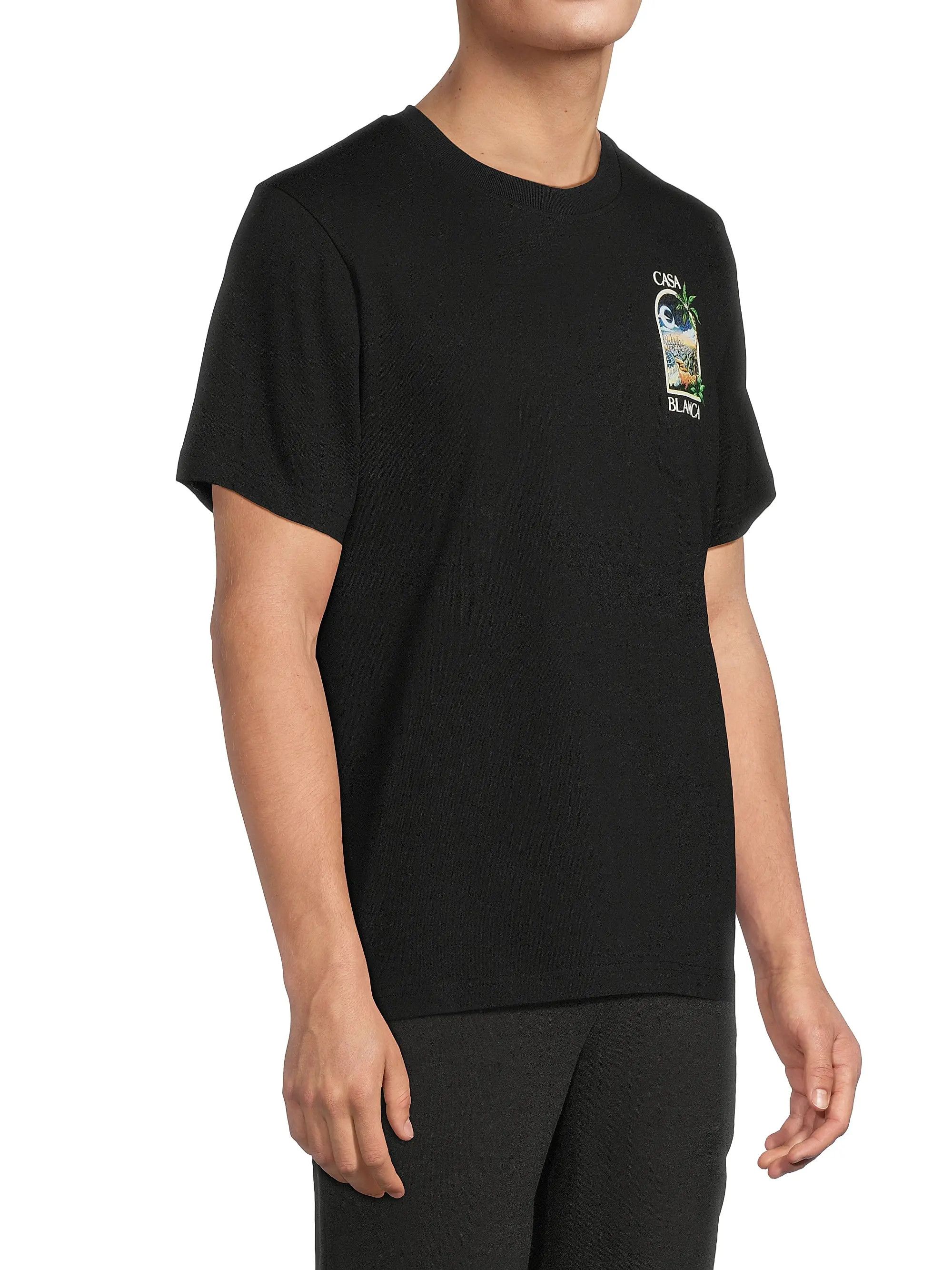Casablanca os11x0725 LA Nights Printed Creweck T-Shirt in Black Size US XL / EU 56 / 4 - 4 Thumbnail